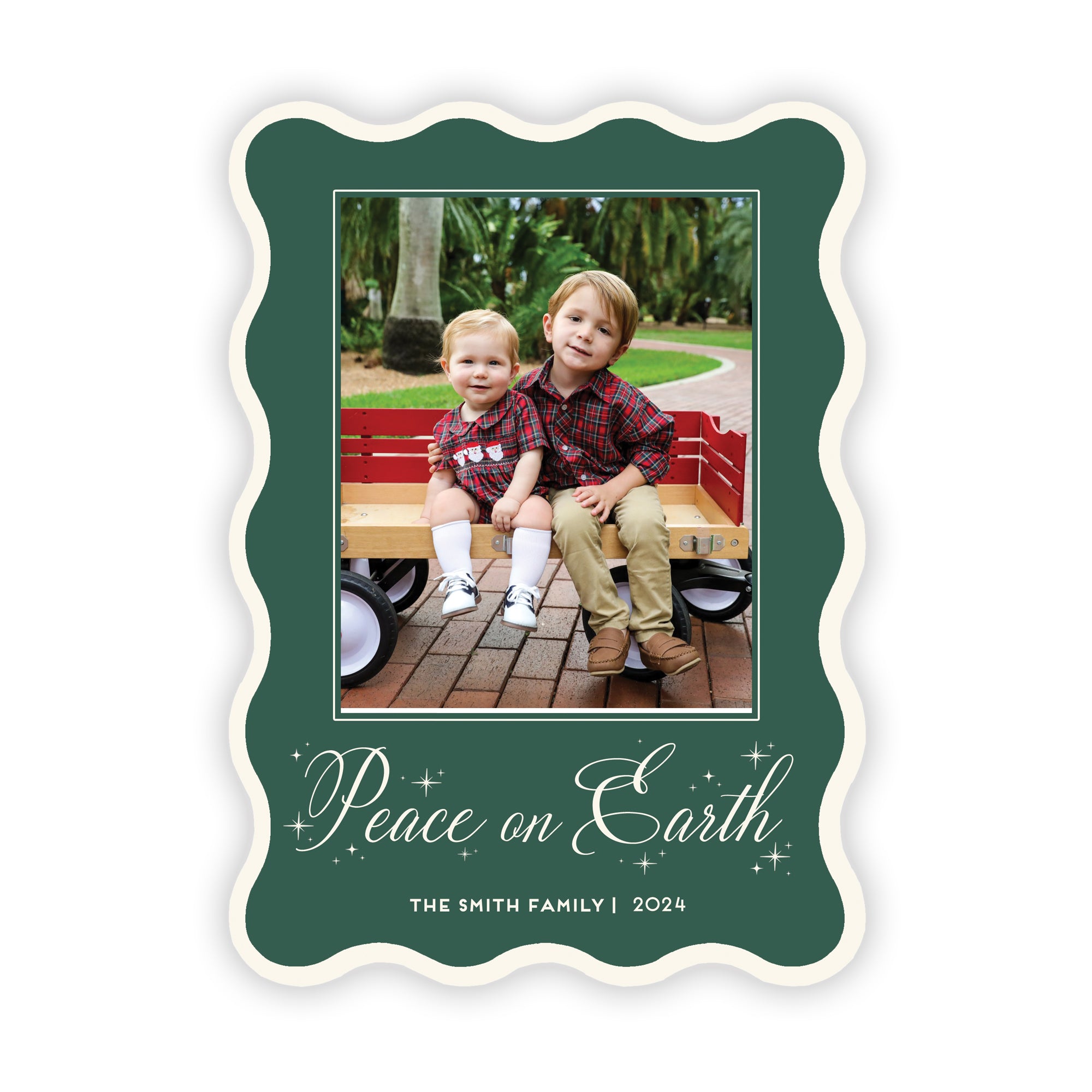 Peace on Earth Wavy Border Christmas Card