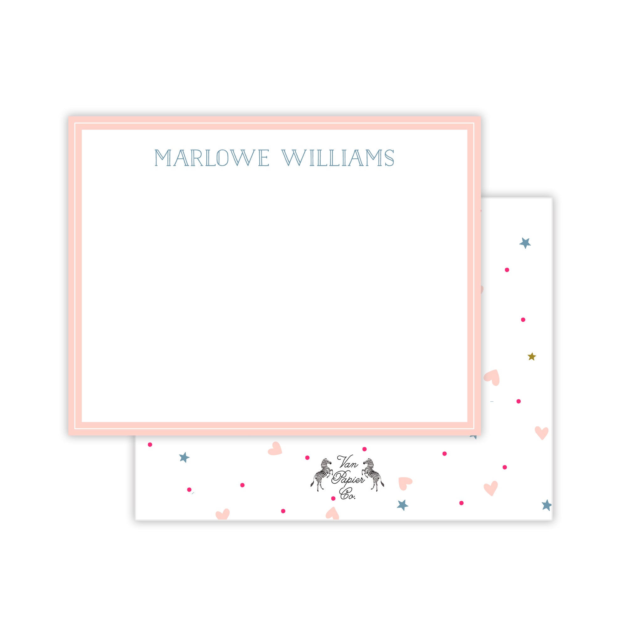 Solid Border Heart and Star Dot Stationery