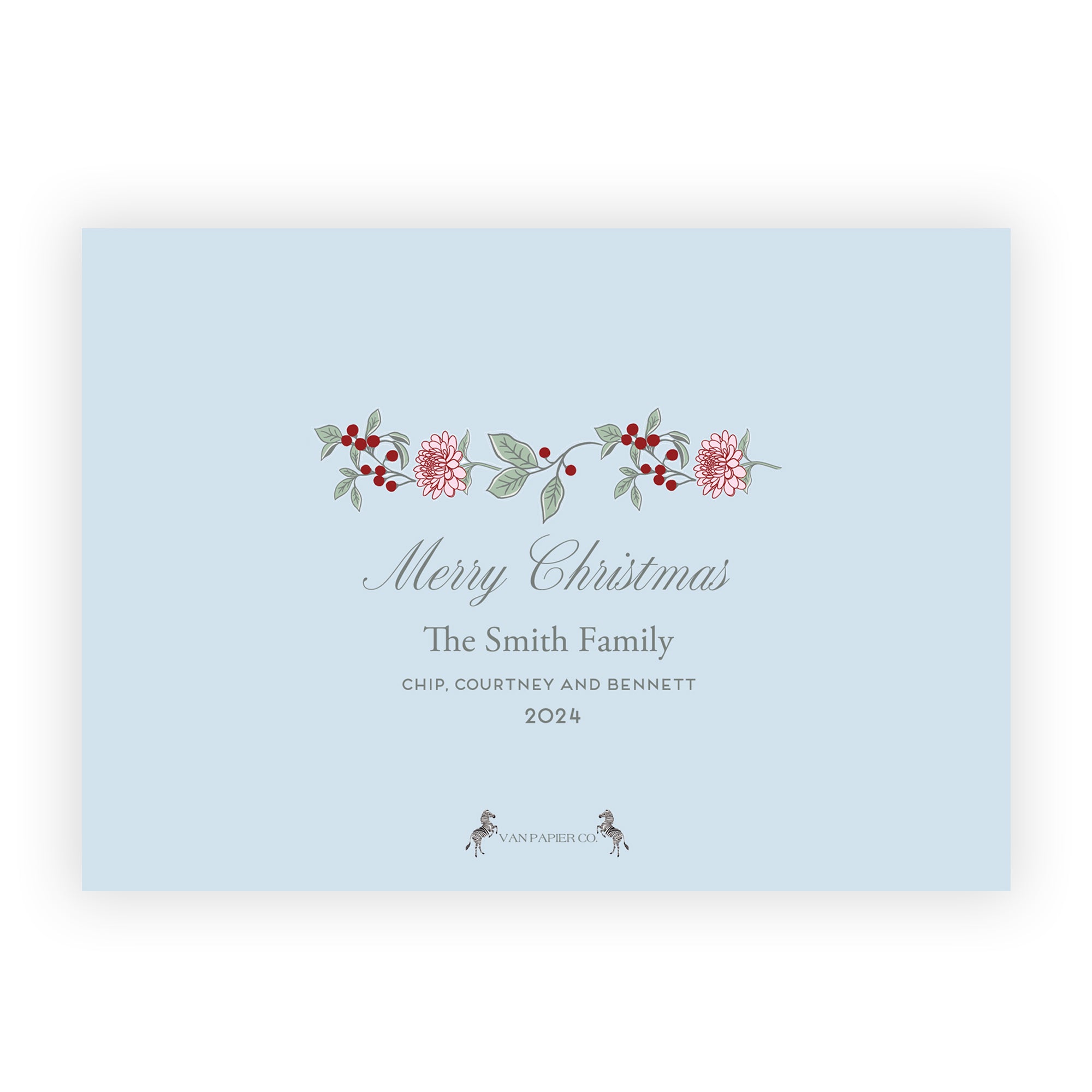 Holly Garland Christmas Card