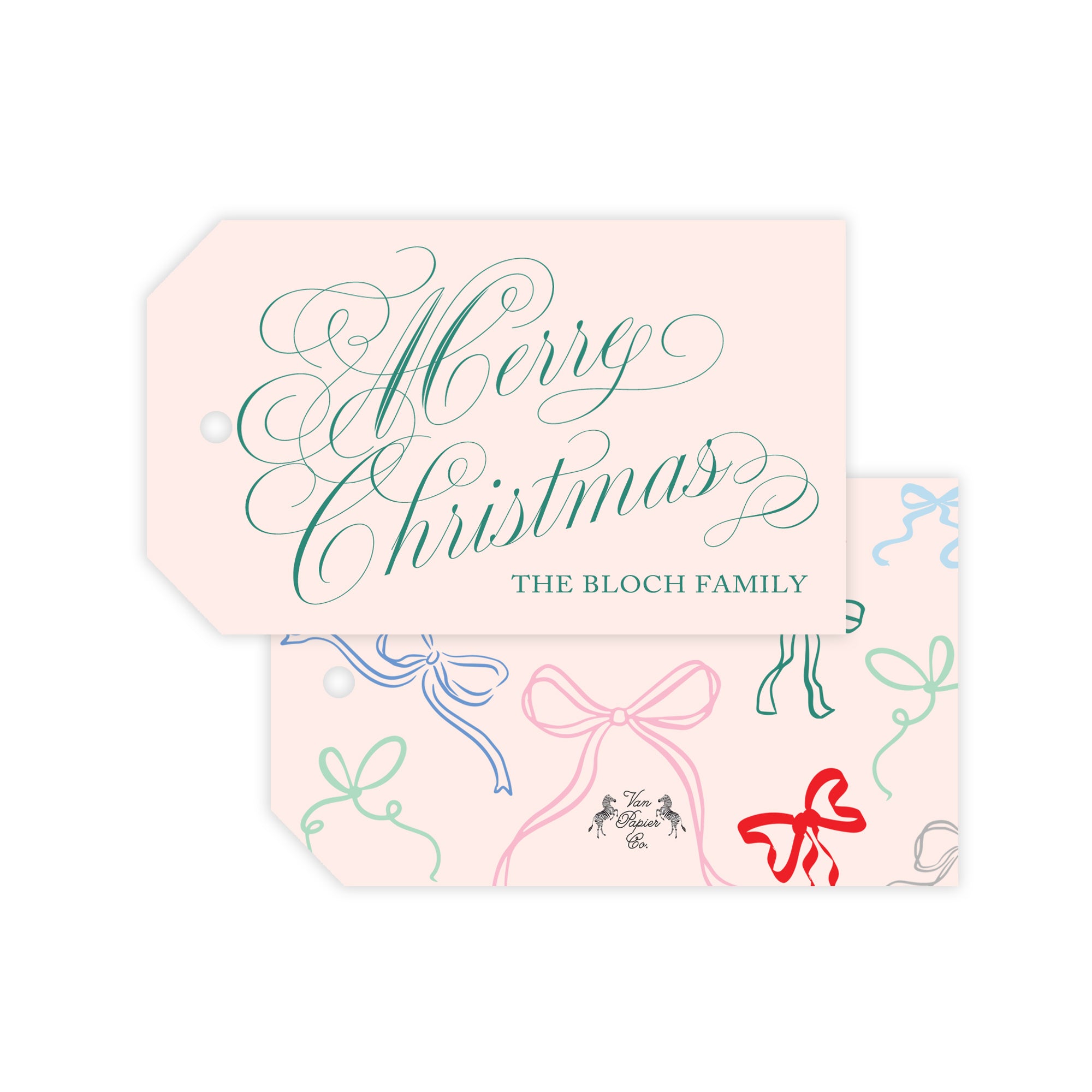 Pink and Multi Bows Holiday Gift Tags