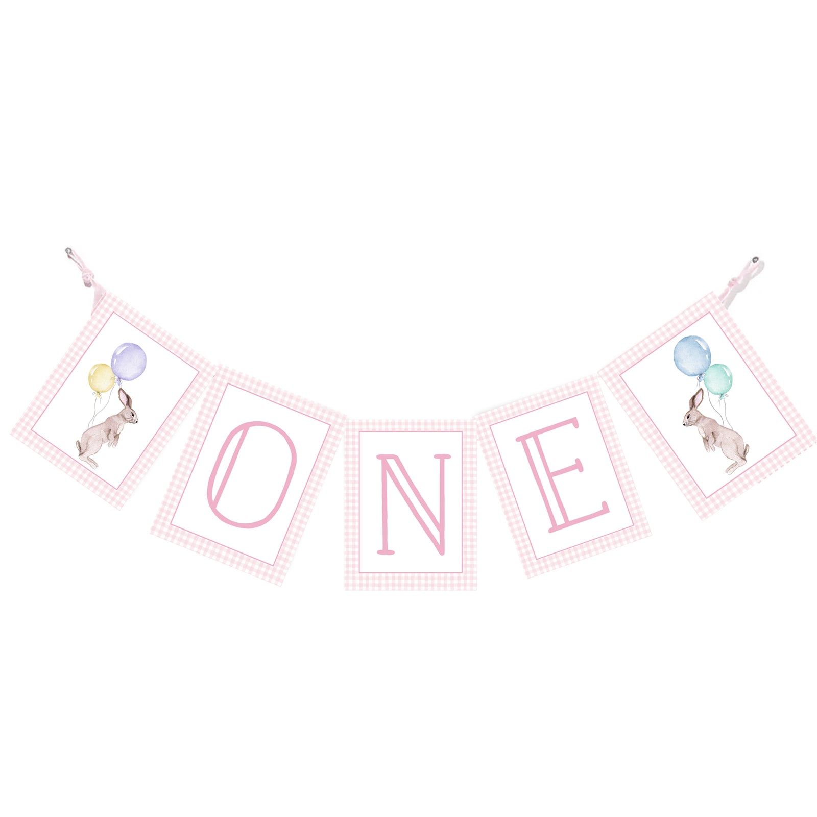 "ONE" Bunny Themed 1st Birthday High Chair Banner