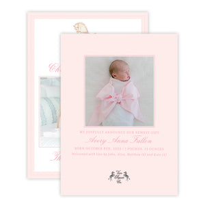 Pink Holiday Birth Announcement Card