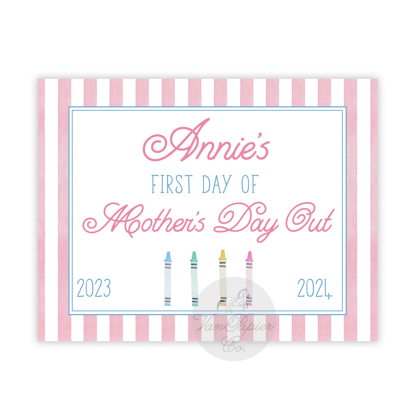 First and Last Day of School Sign in Pink Stripe