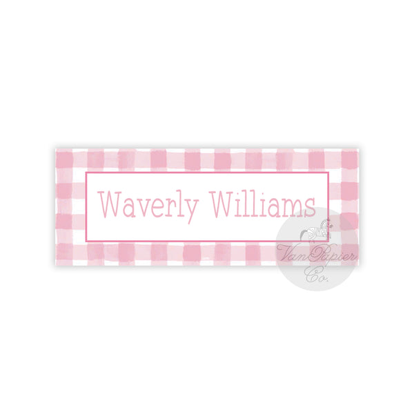 Pink Gingham Labels - Van Papier Co.
