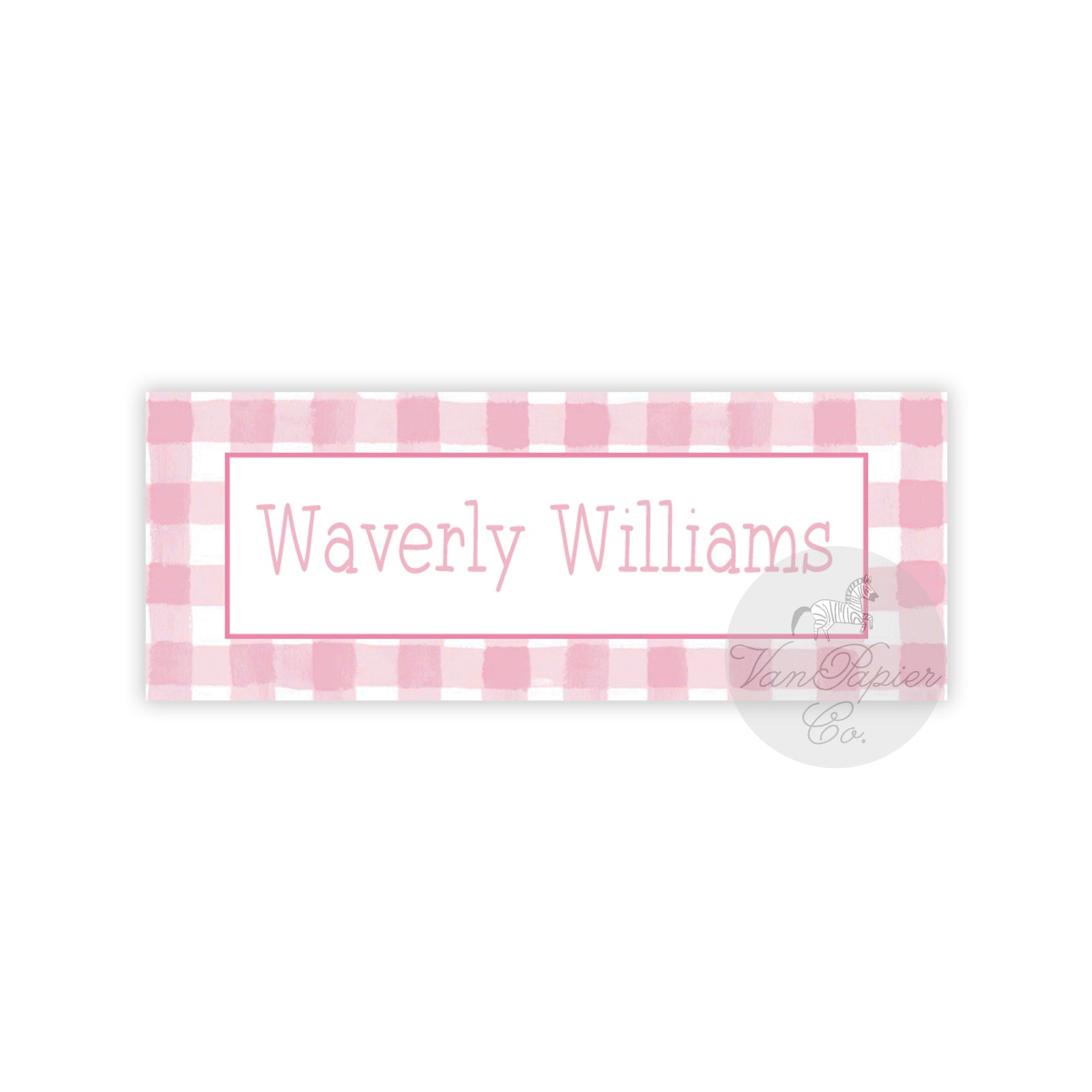 Pink Gingham Labels