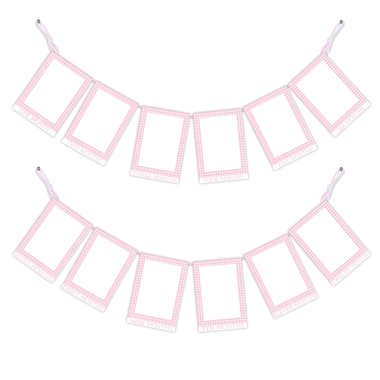 Pink Gingham Month to Month Photo Banner