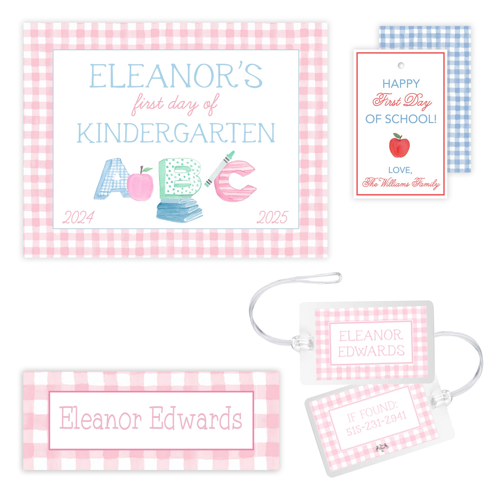 Pink Gingham Back to School Bundle