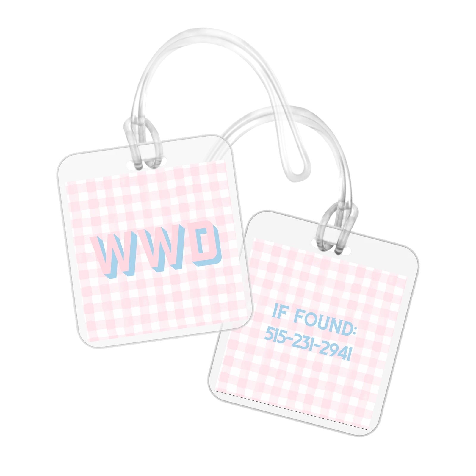 Pink Gingham Bag Tag