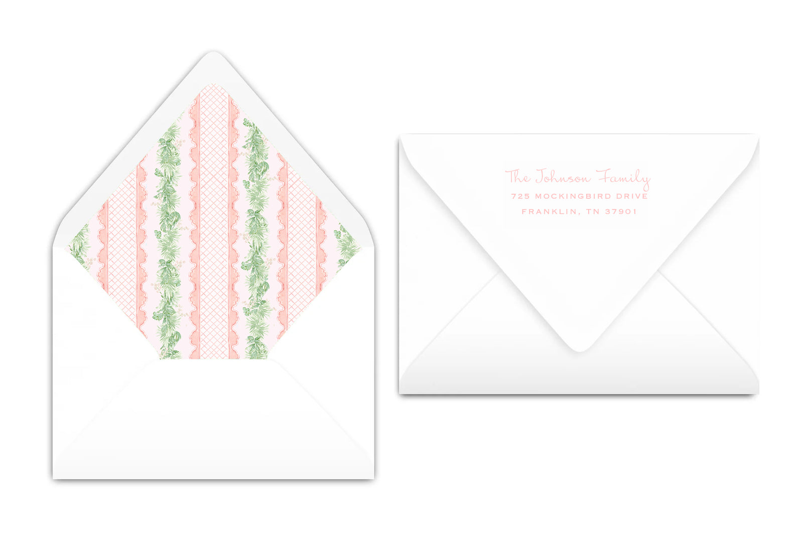 Pink Lace Vertical Christmas Card