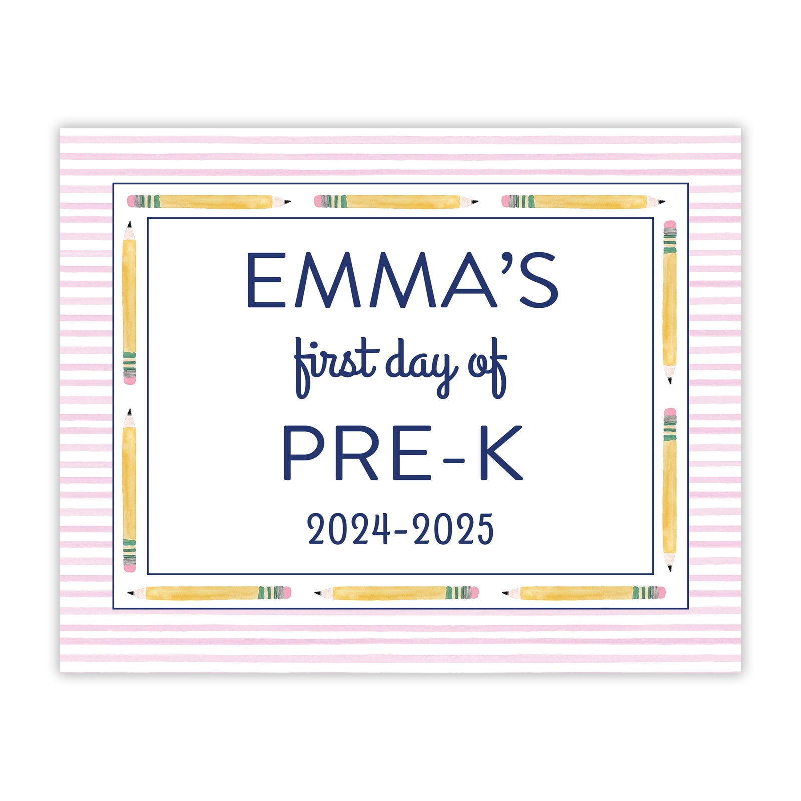 First and Last Day of School Sign in Pink Pencil Print