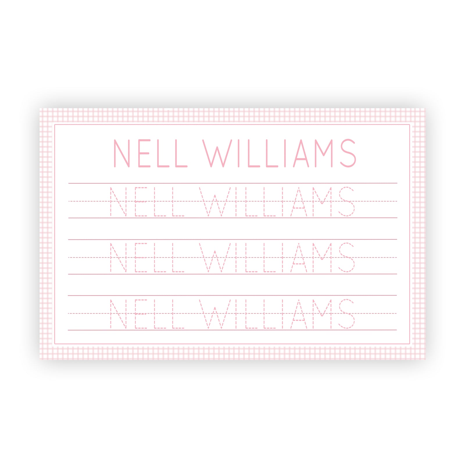 Pink Gingham Name Tracing Placemat
