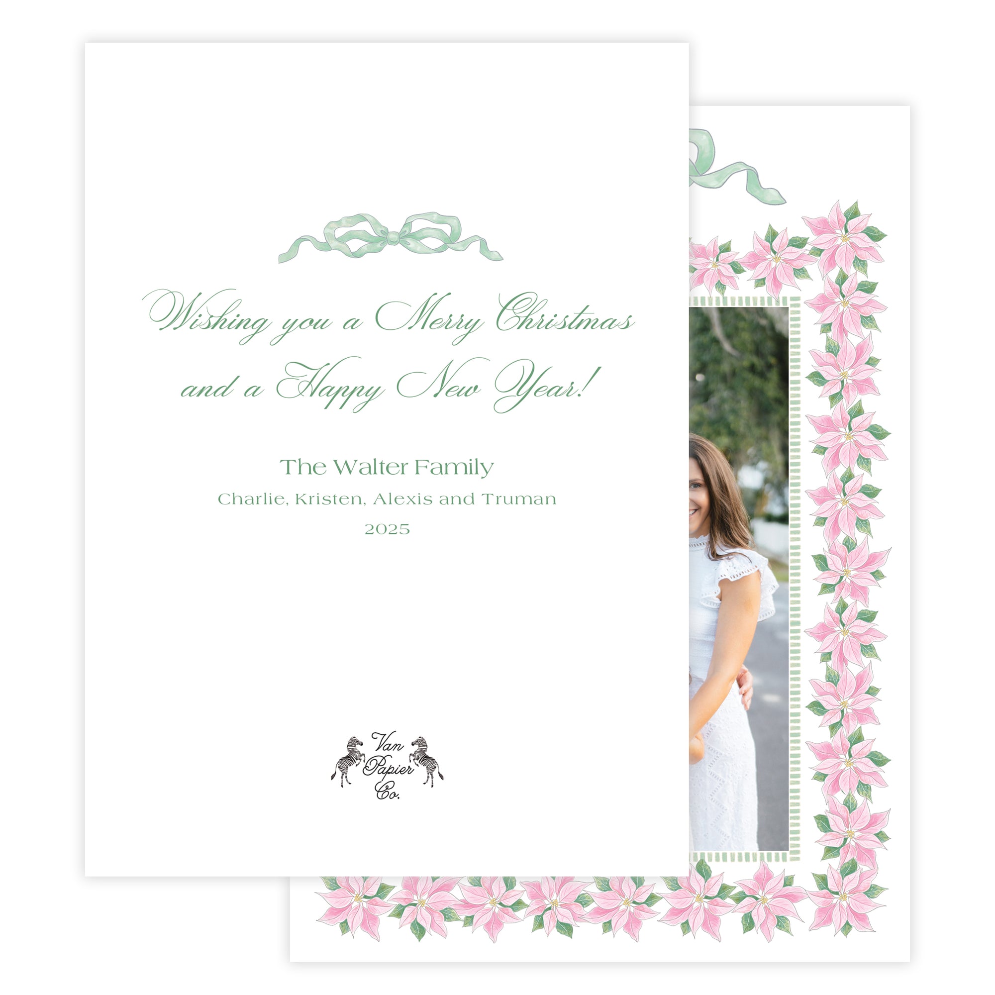 Pink Poinsettia  Christmas Card