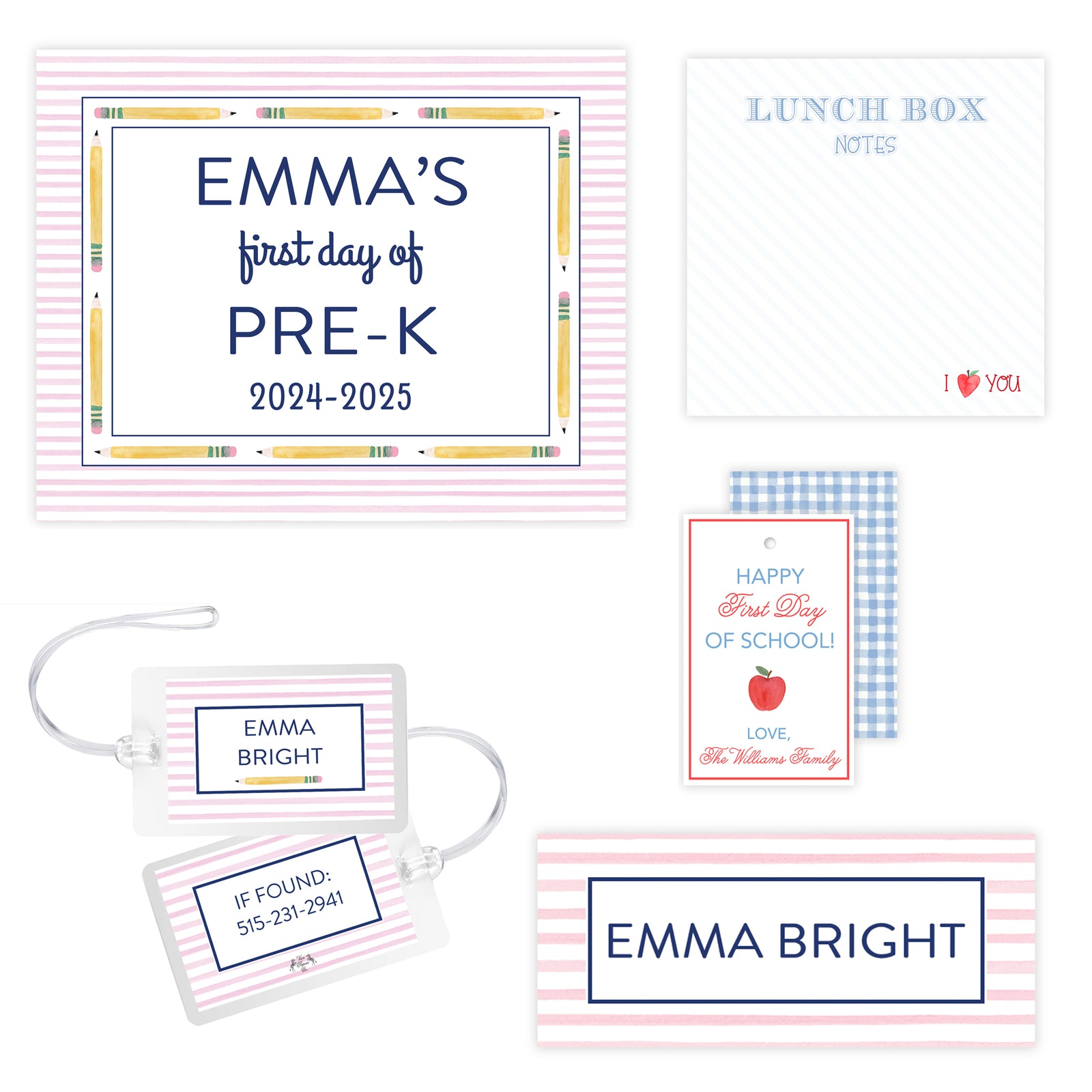 Pink Striped Back to School Bundle #2