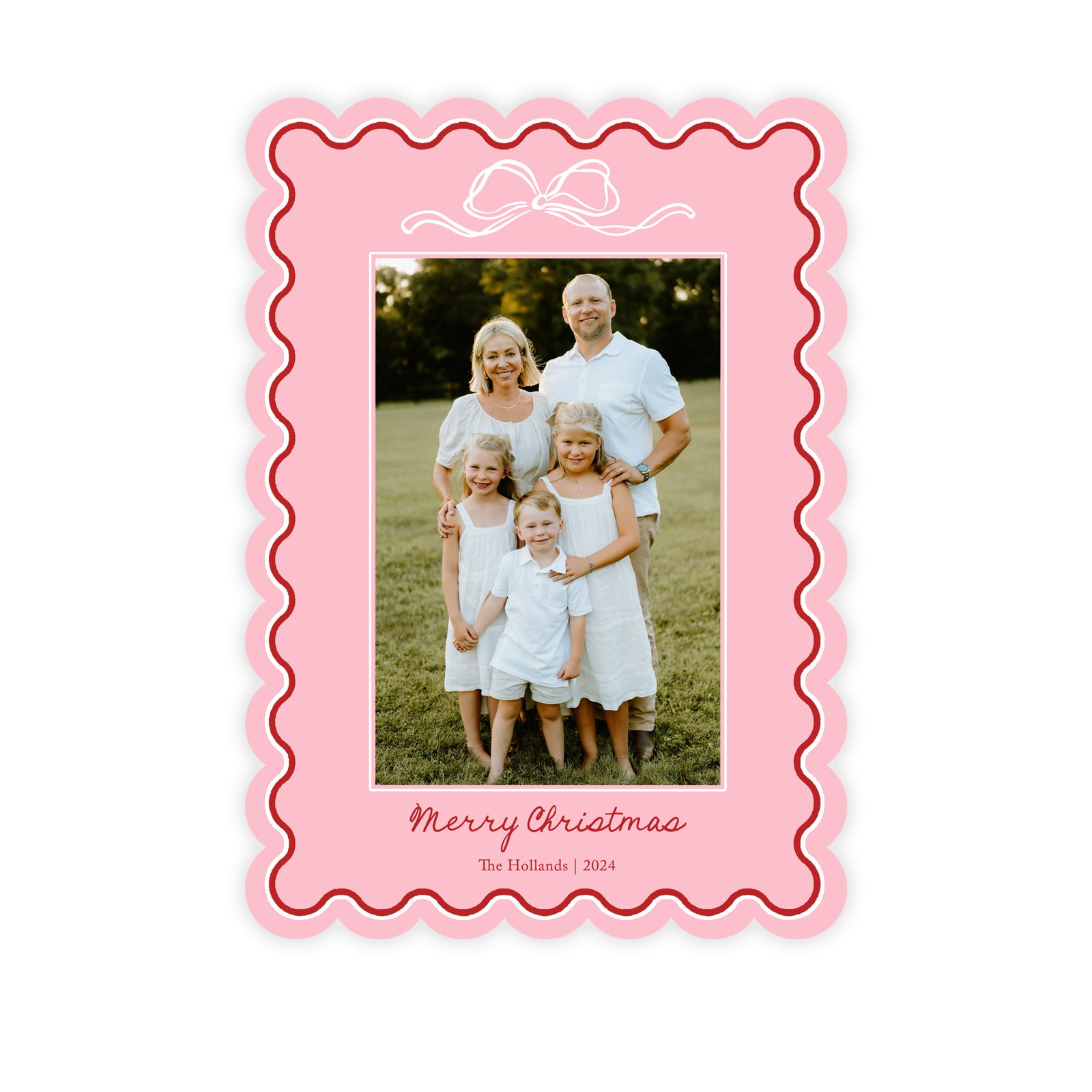 Pink and Red Scallop Christmas Card