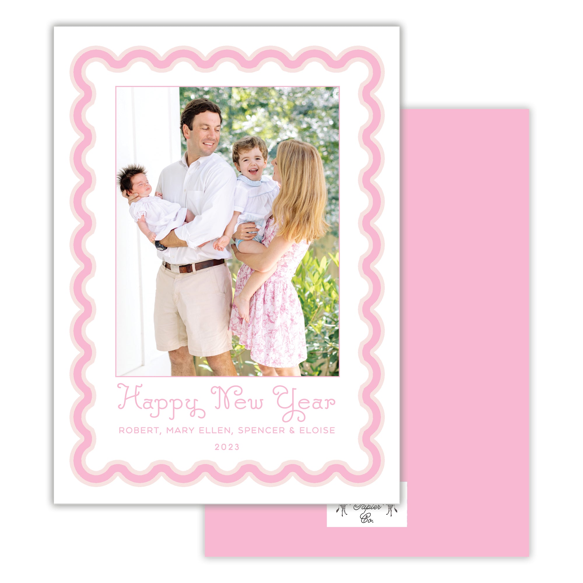 Pink Scallop Holiday Card