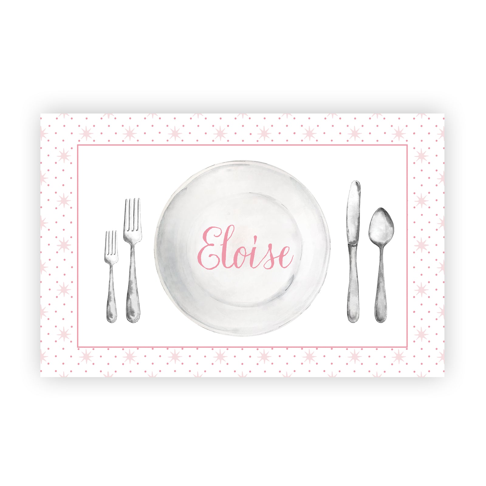 Pink Star and Dot Name Tracing Placemat