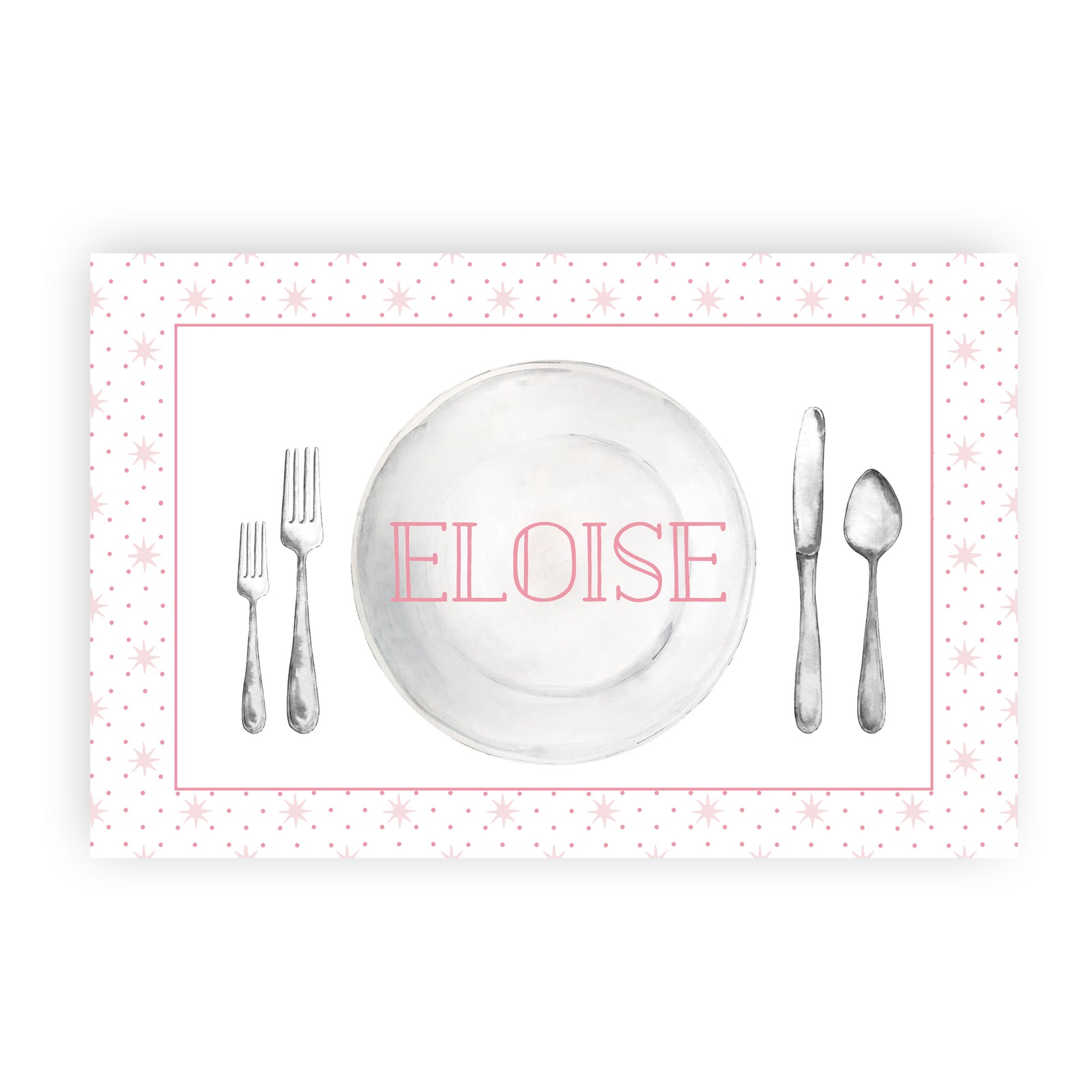 Pink Star and Dot Name Tracing Placemat