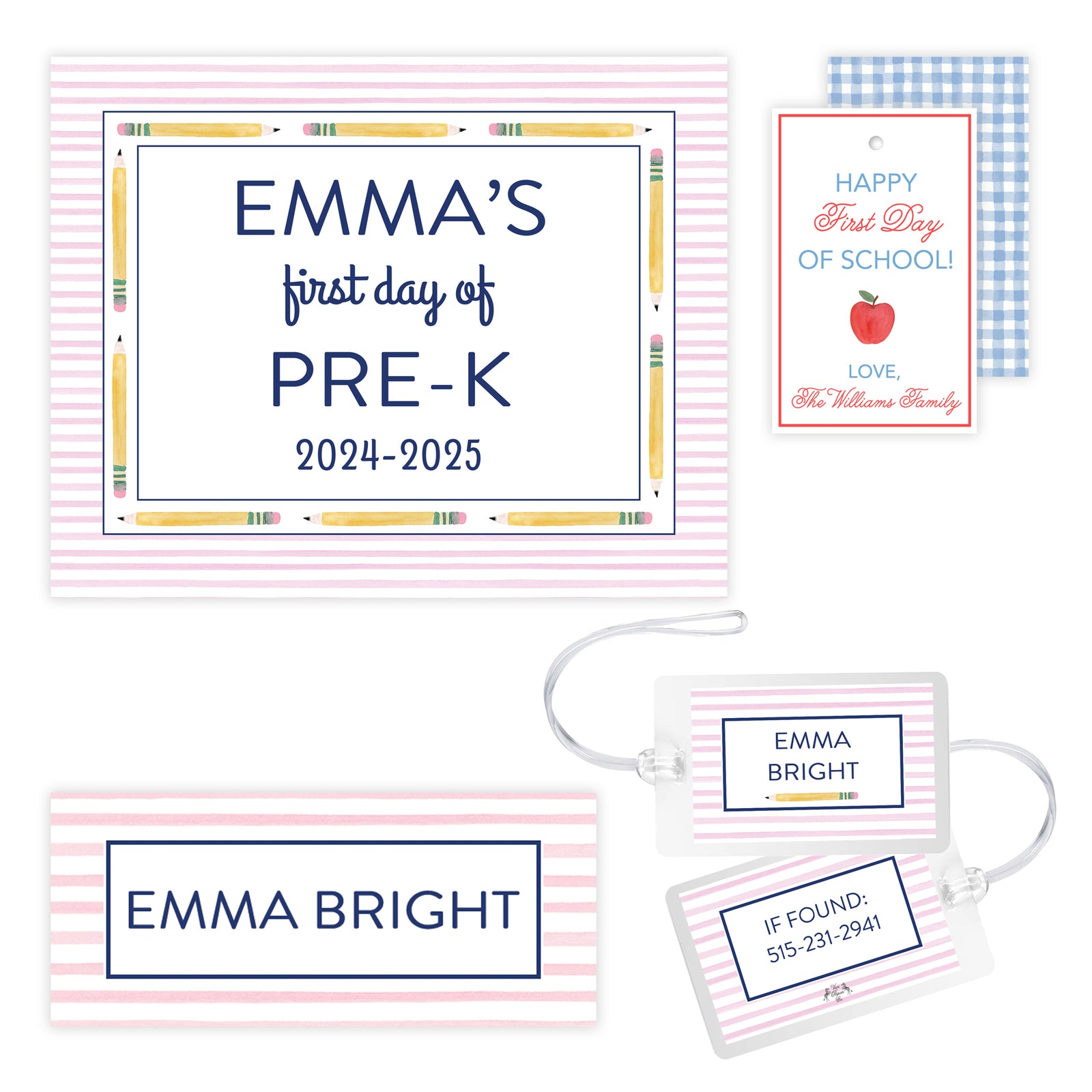 Pink Striped Back to School Bundle