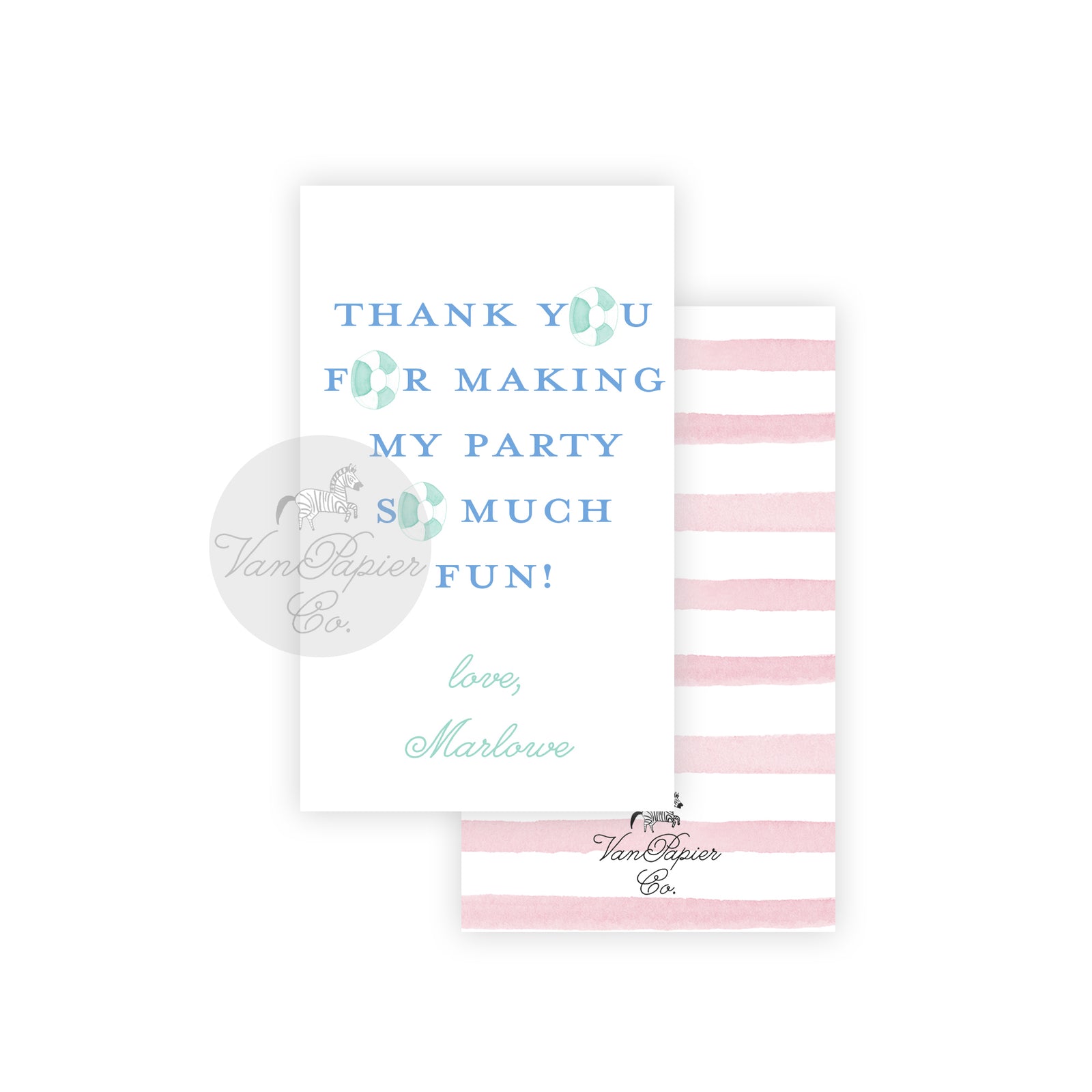 Pink Waterslide Birthday Favor Tags