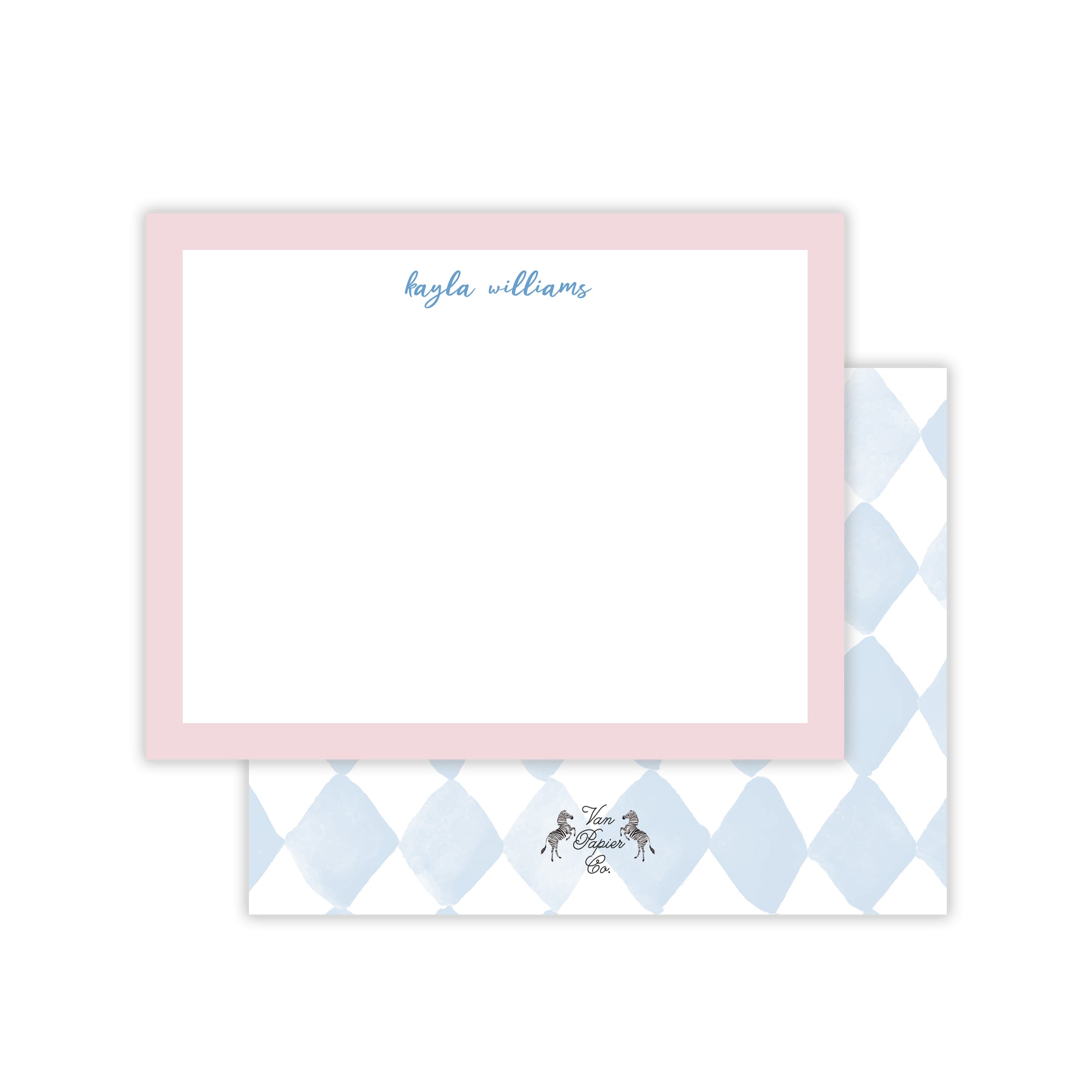 Blue and White Diamond Notecards