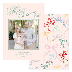 Pink Bows Christmas Card