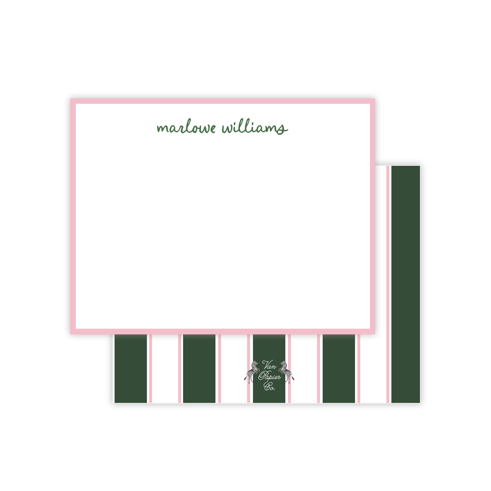 Pink and Green Striped Stationery