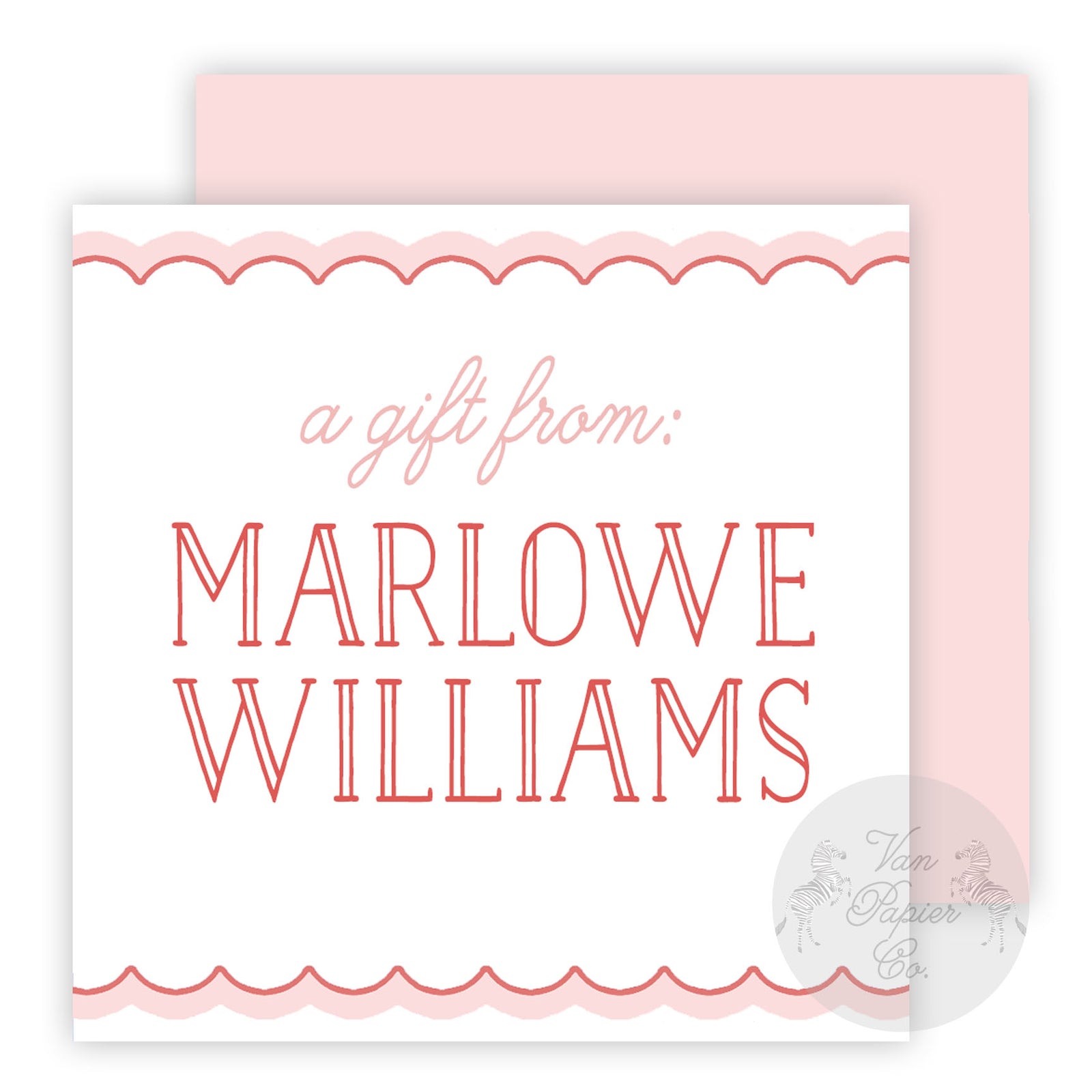 Red and Pink Scallop Calling Cards