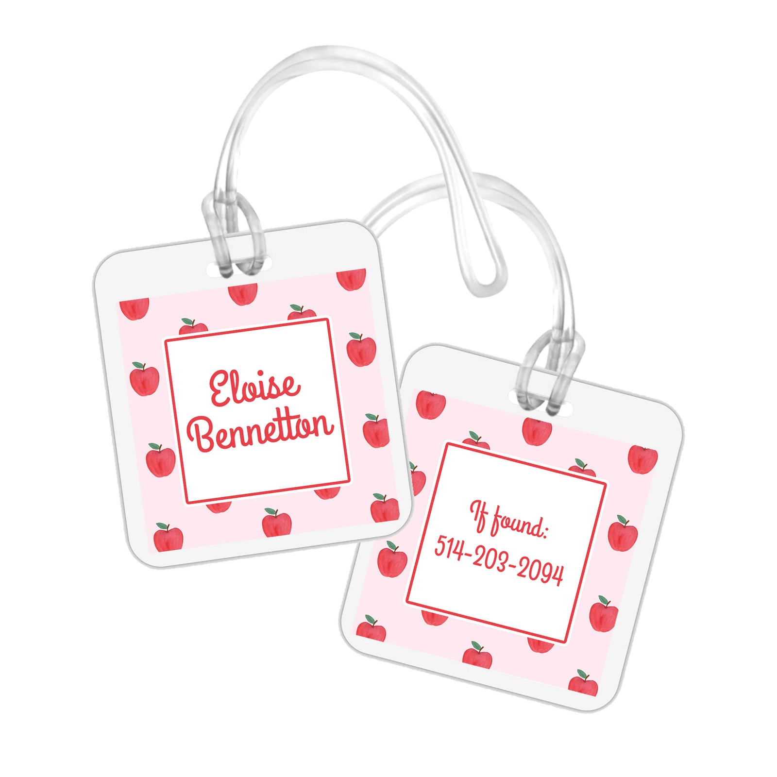 Pink Apple School Bag Tag