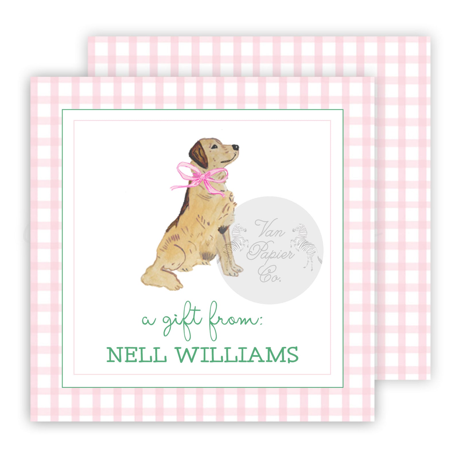 Pink Watercolor Dog Calling Cards
