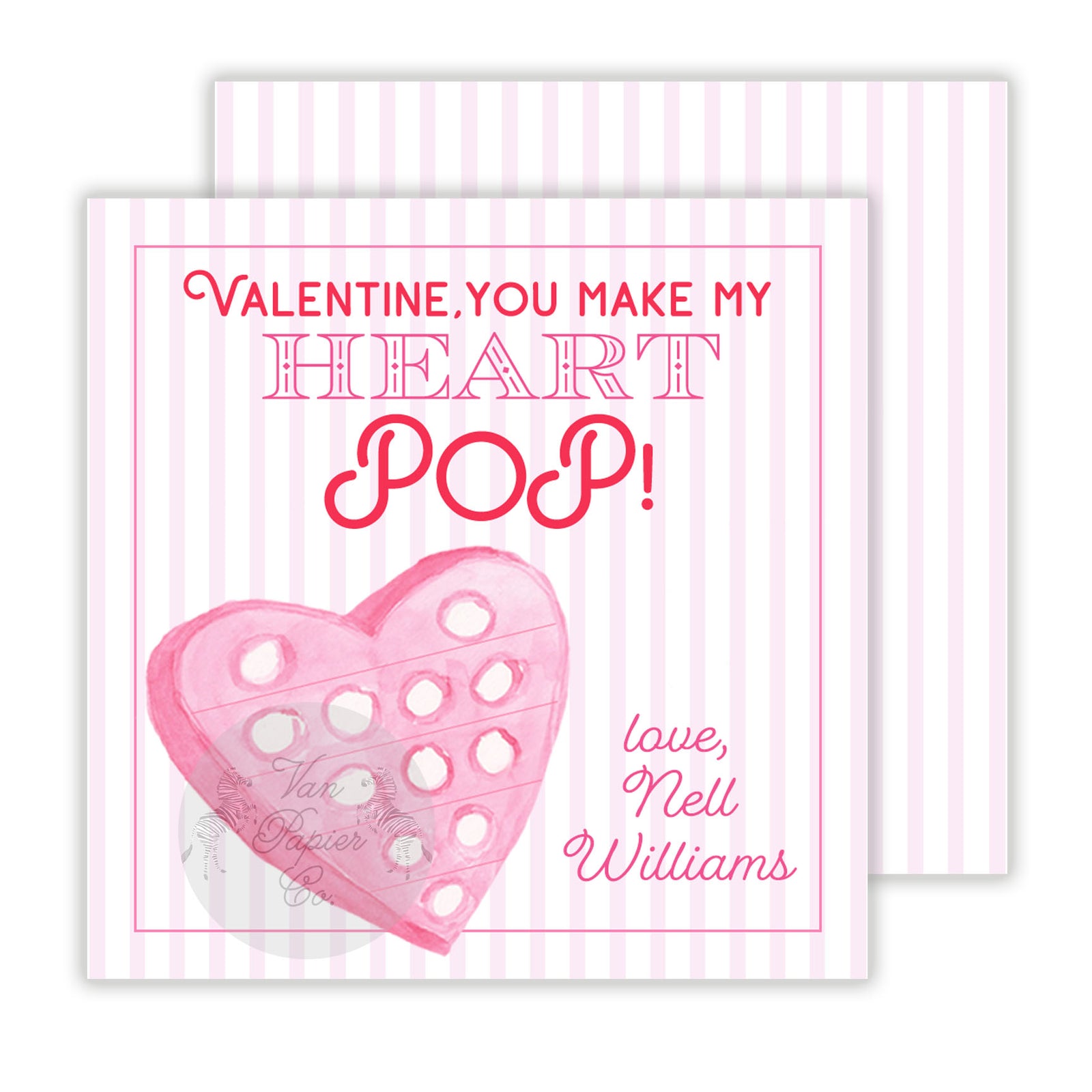 Pink Poppit Heart Valentine Tags