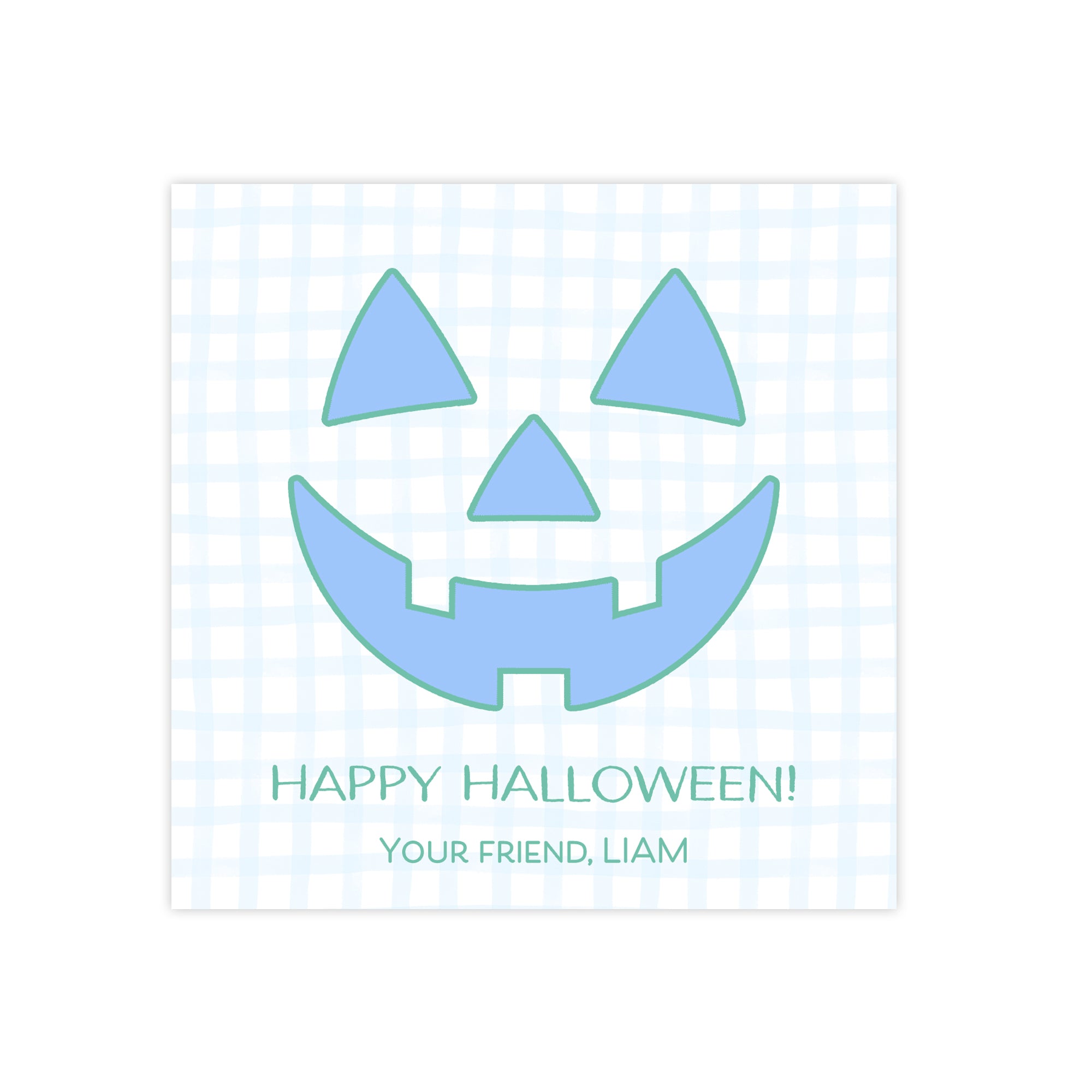 Blue Pumpkin Face Halloween Tags