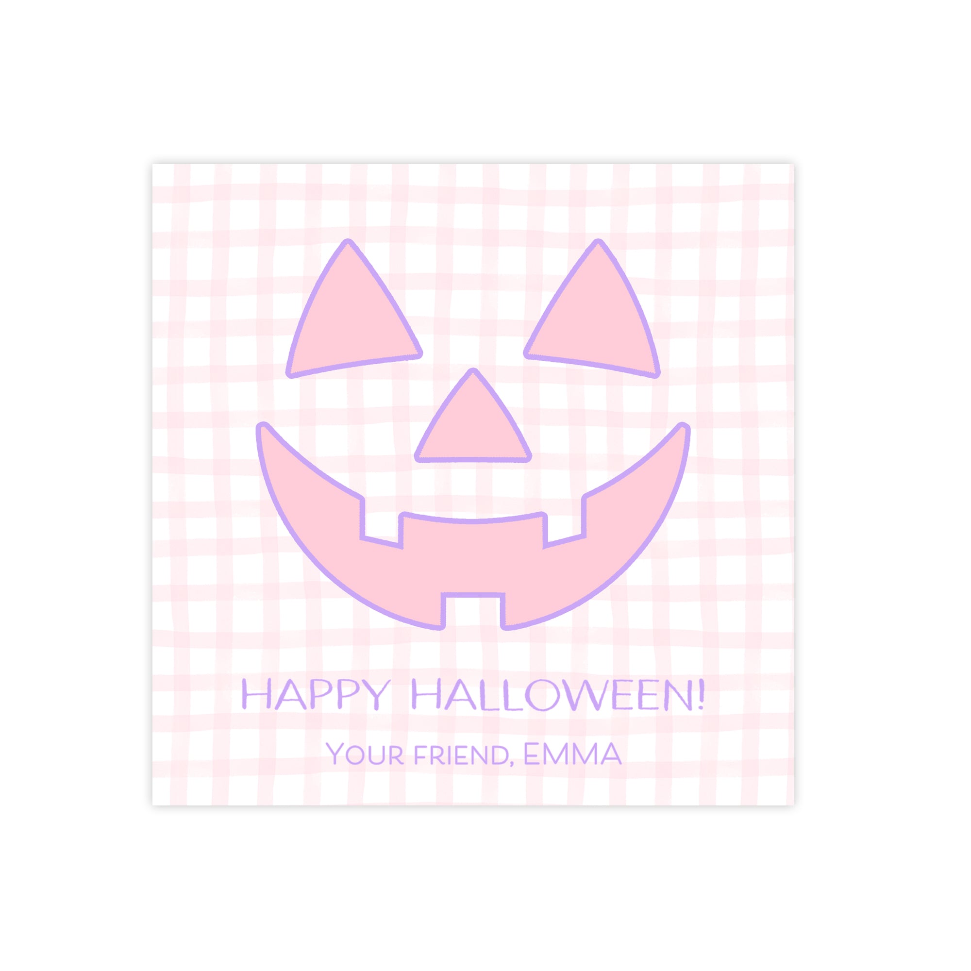Pink Pumpkin Face Halloween Tags