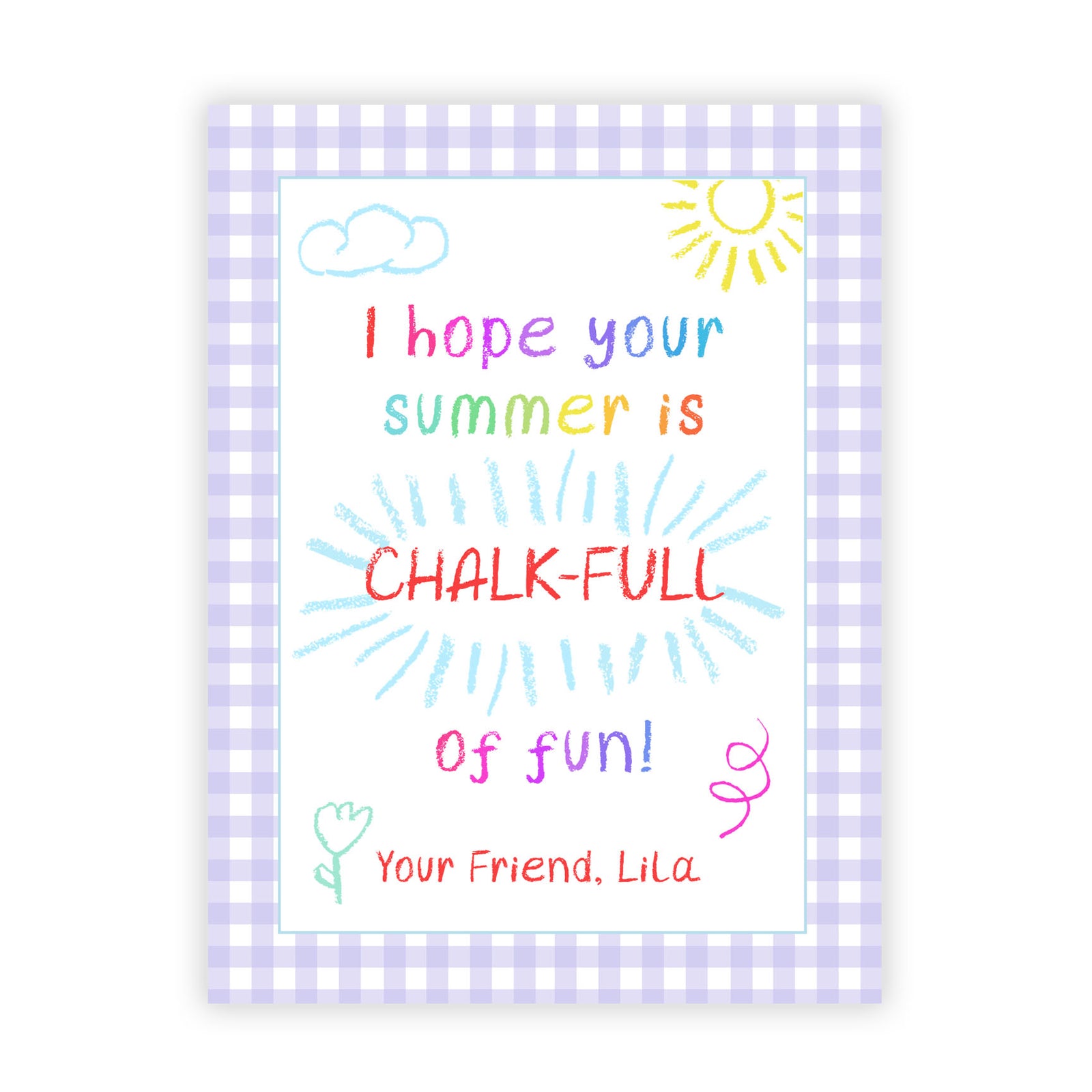 Watercolor Chalk Summer Tag