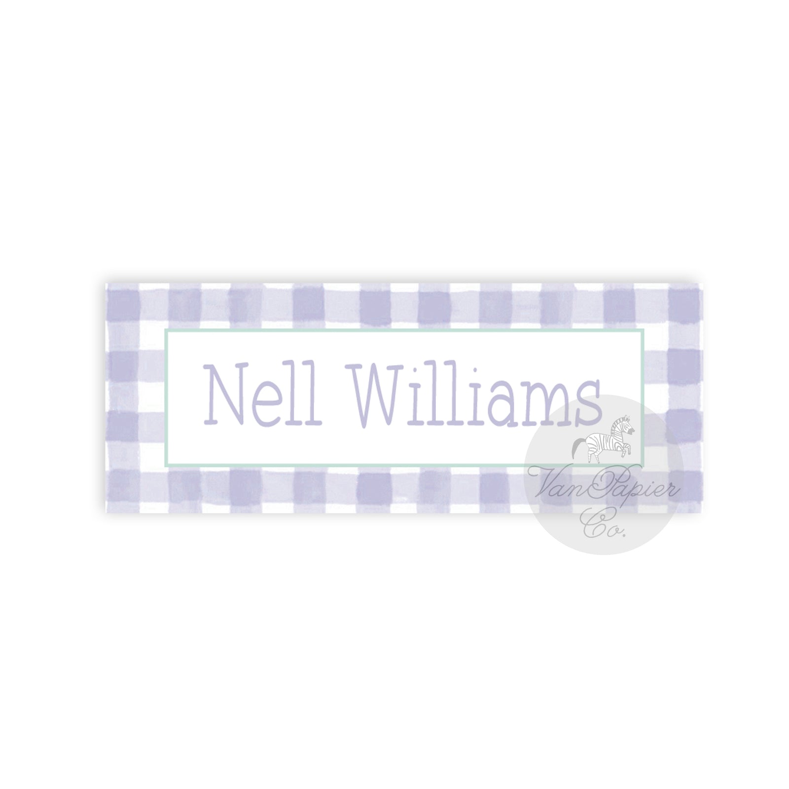Purple Gingham Labels