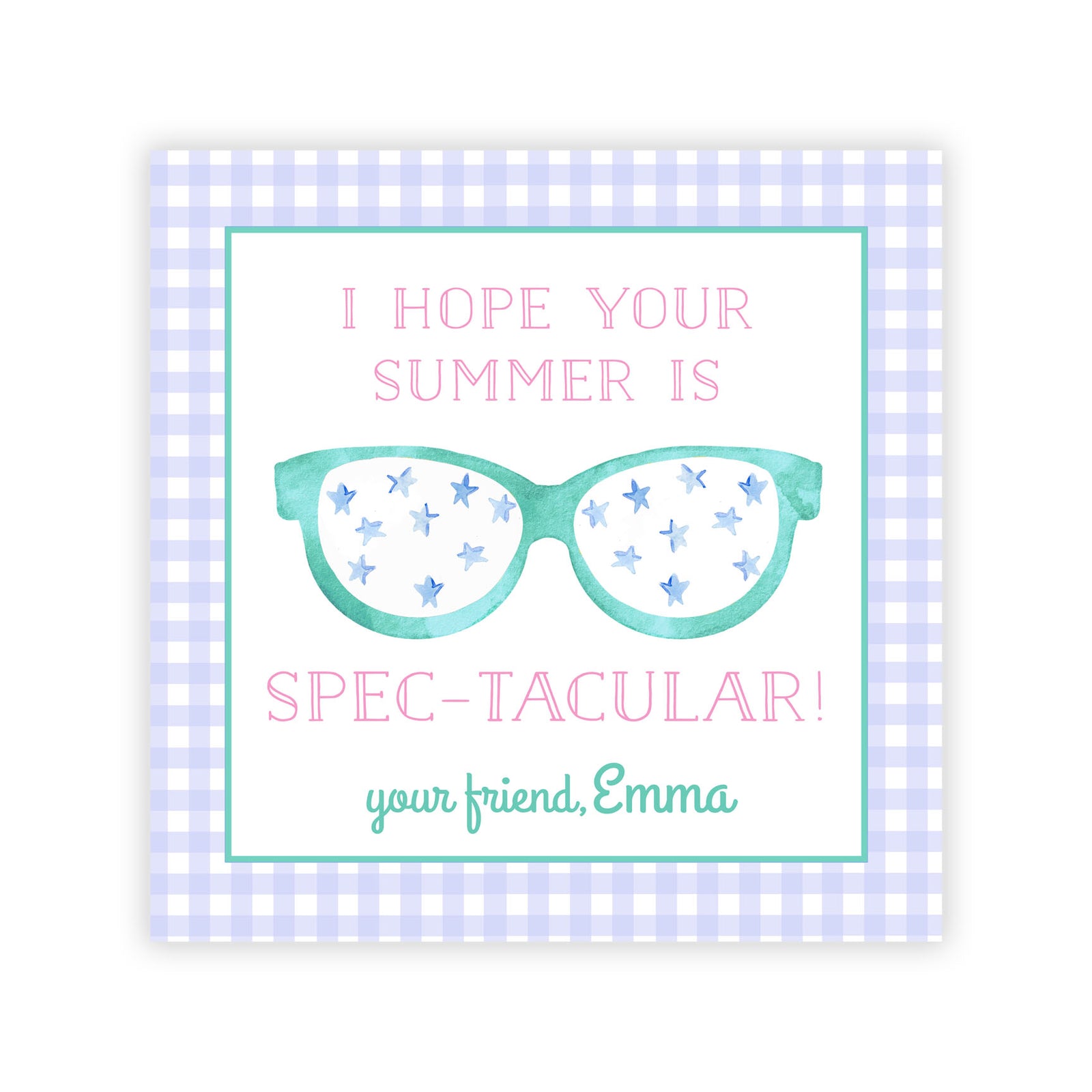 Watercolor Sunglasses Summer Tag