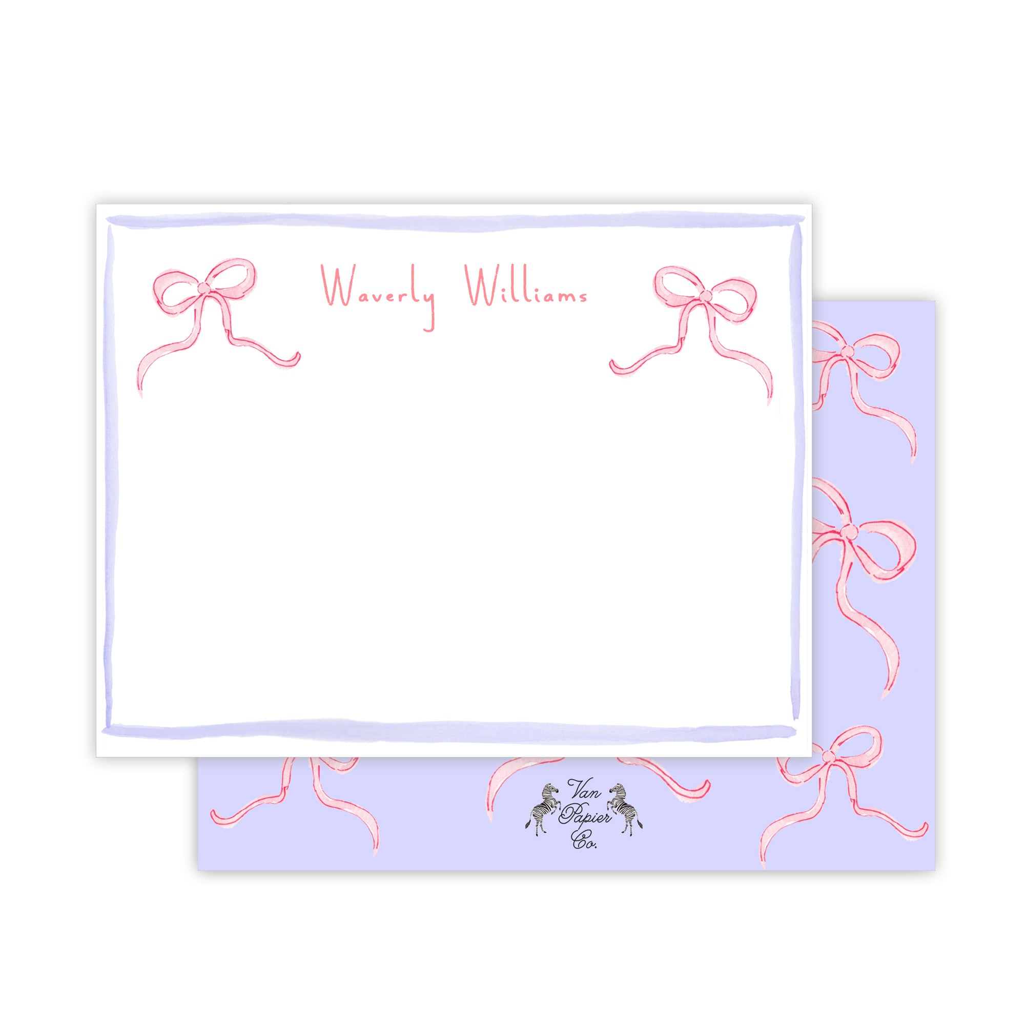 Purple Bow Stationery