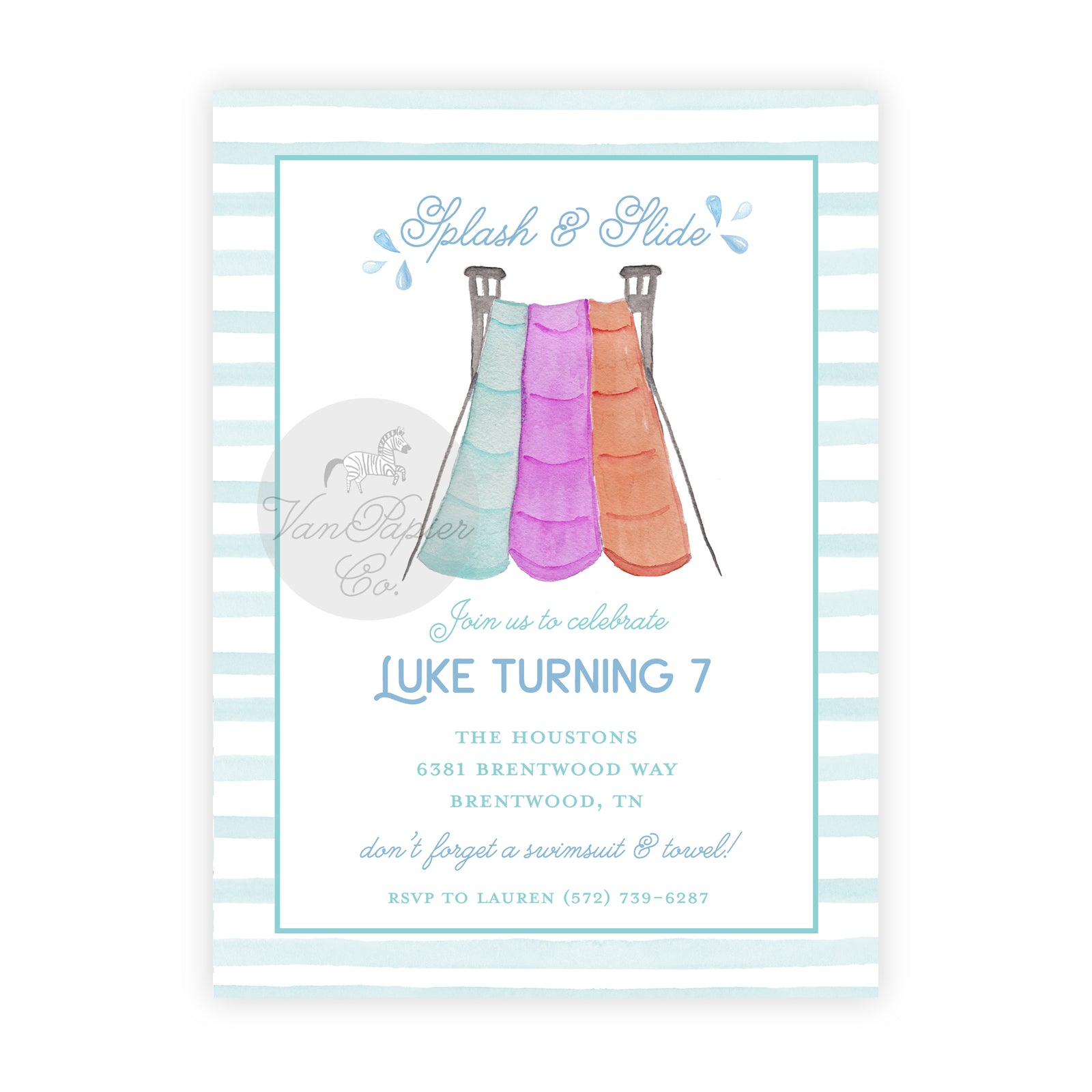 Waterslide Birthday Invitation