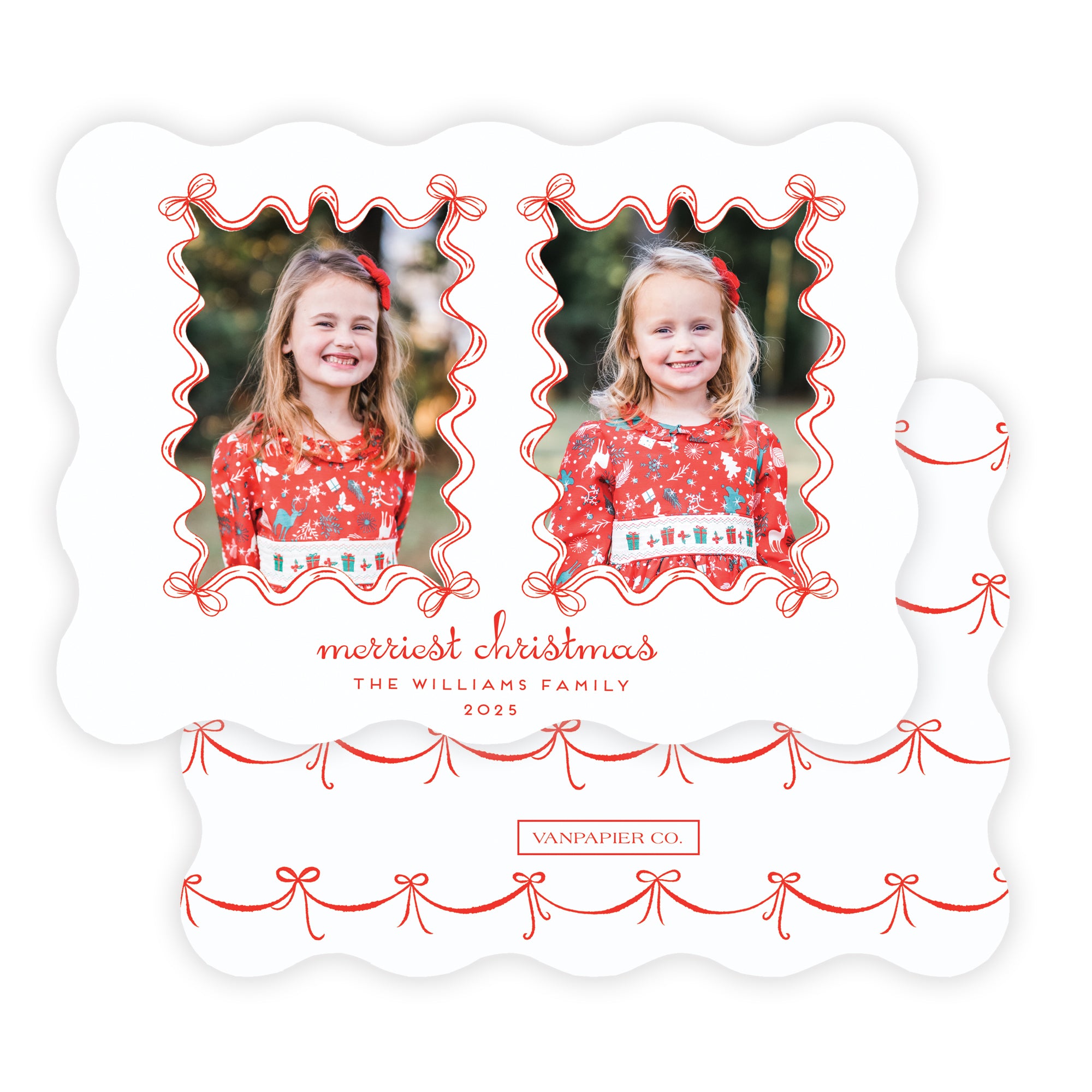 Bow Frame Wavy Christmas Card
