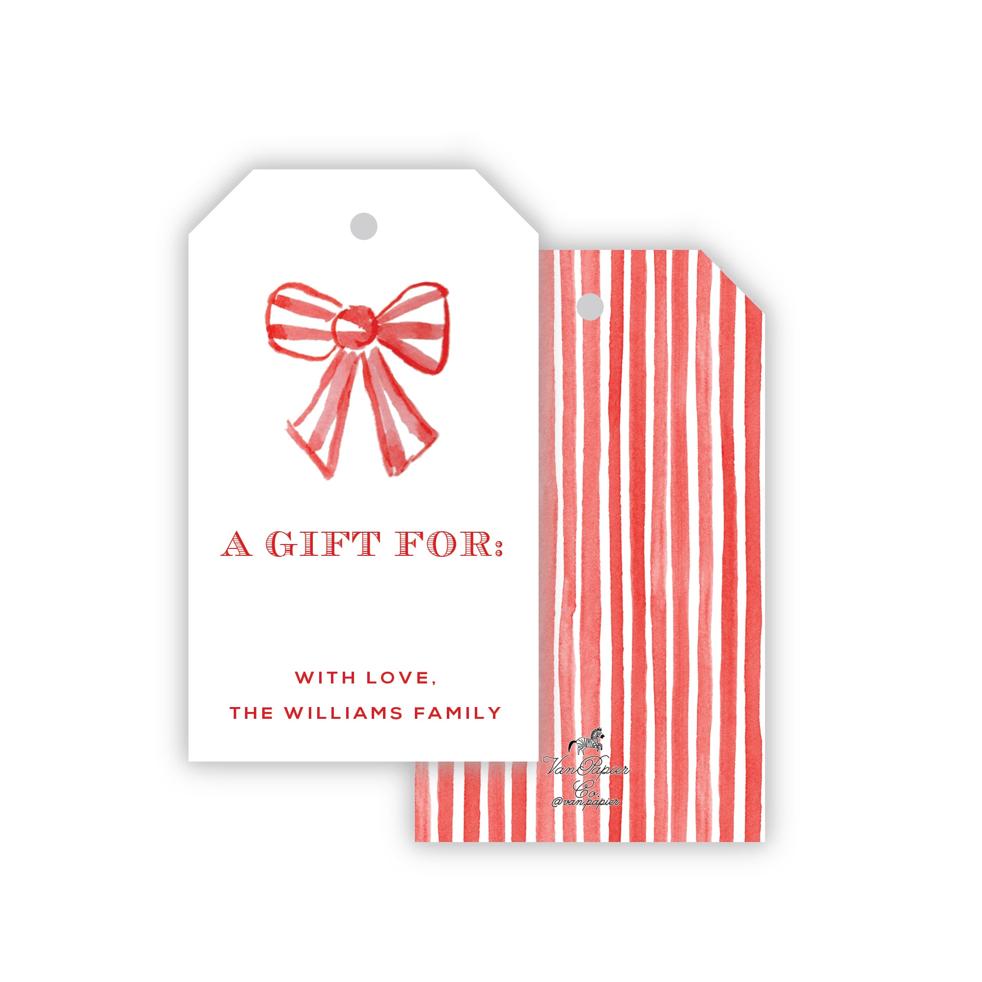 Striped Red Bow Gift Tags