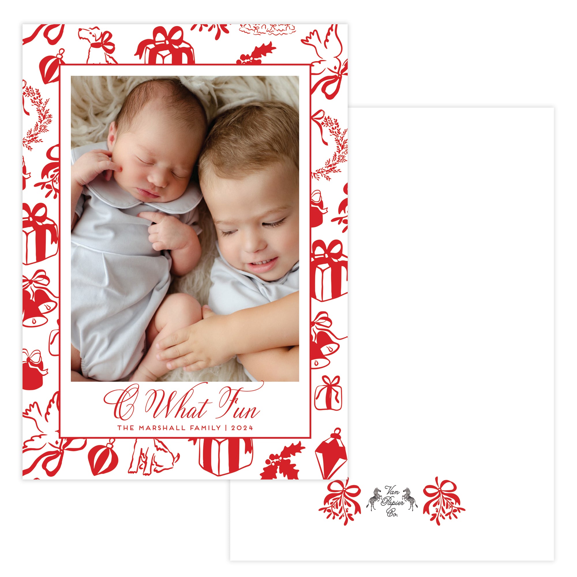 Red Toile Christmas Card