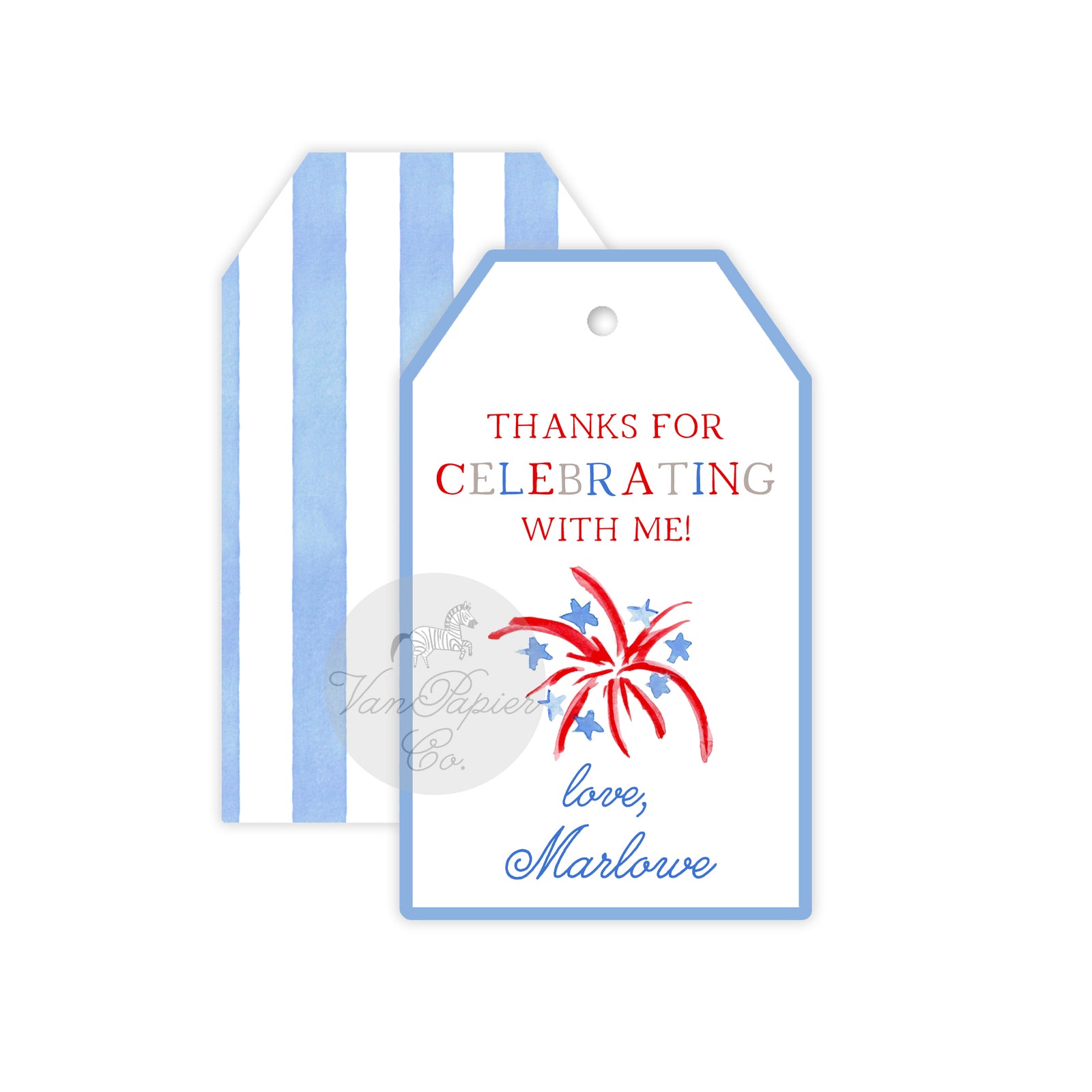 Red White and Blue Favor Tags
