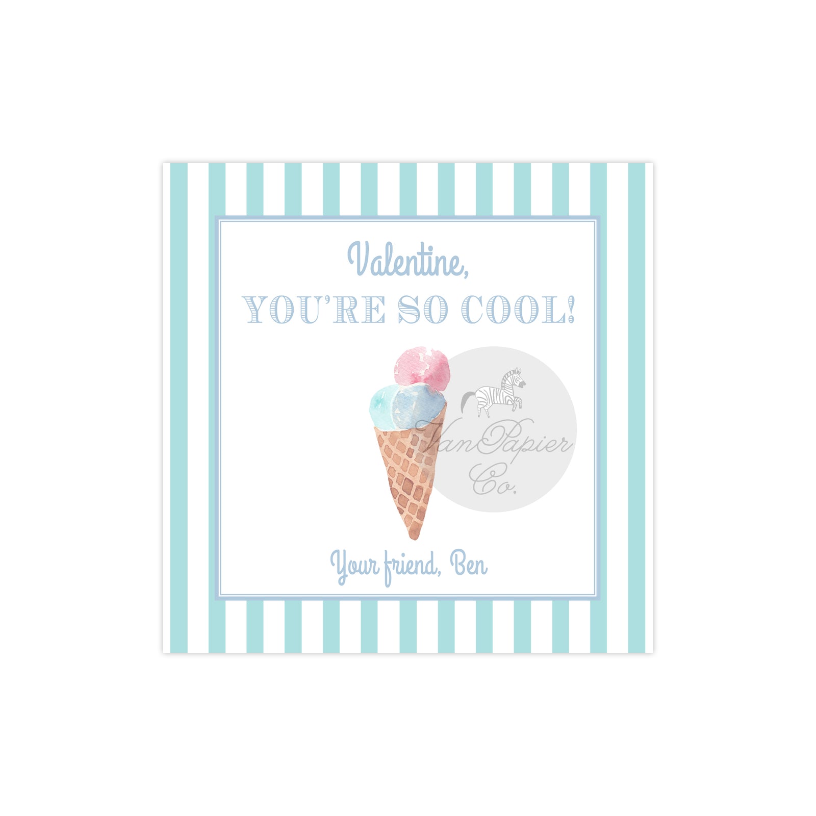 Watercolor Ice Cream Valentine Cards