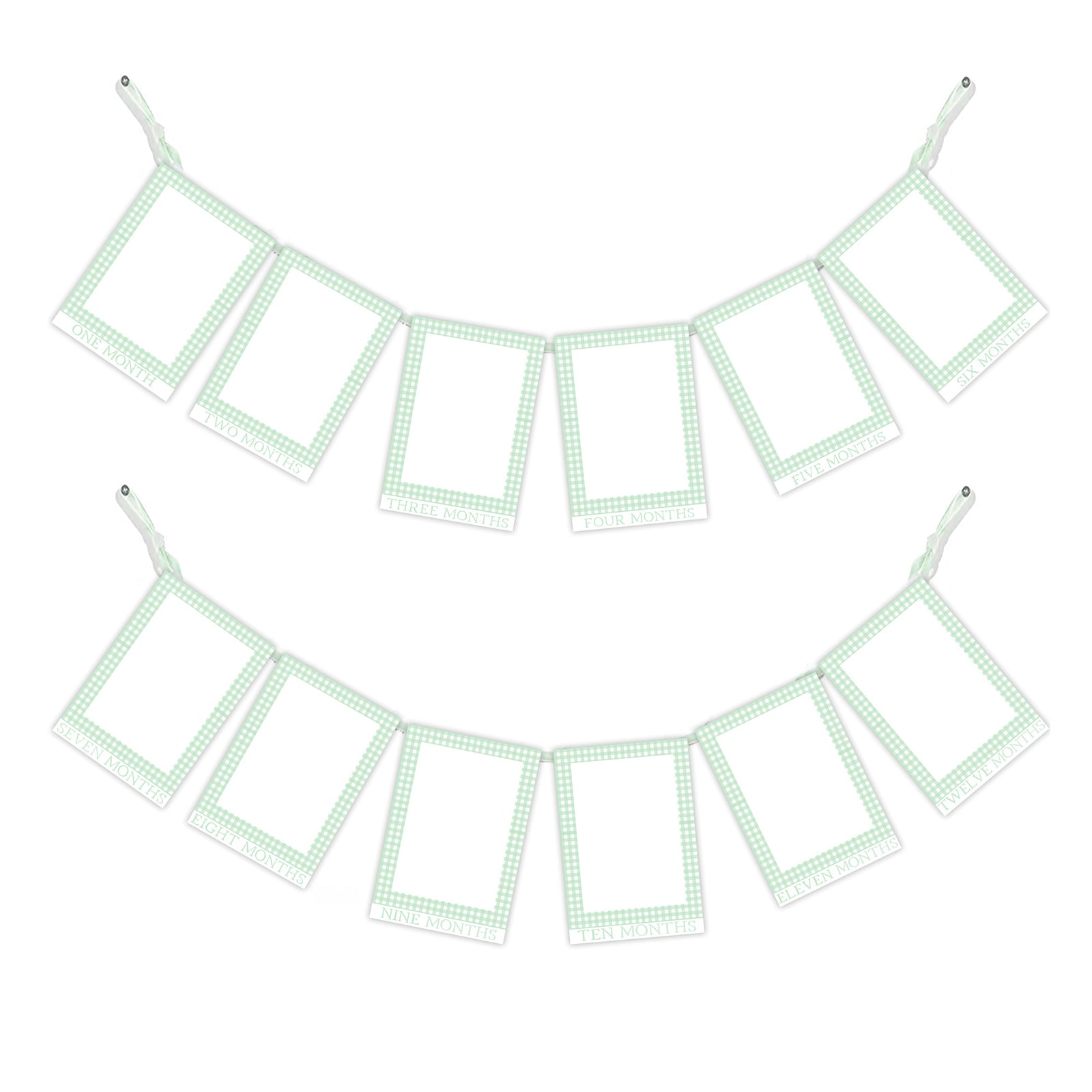 Green Gingham Month to Month Photo Banner