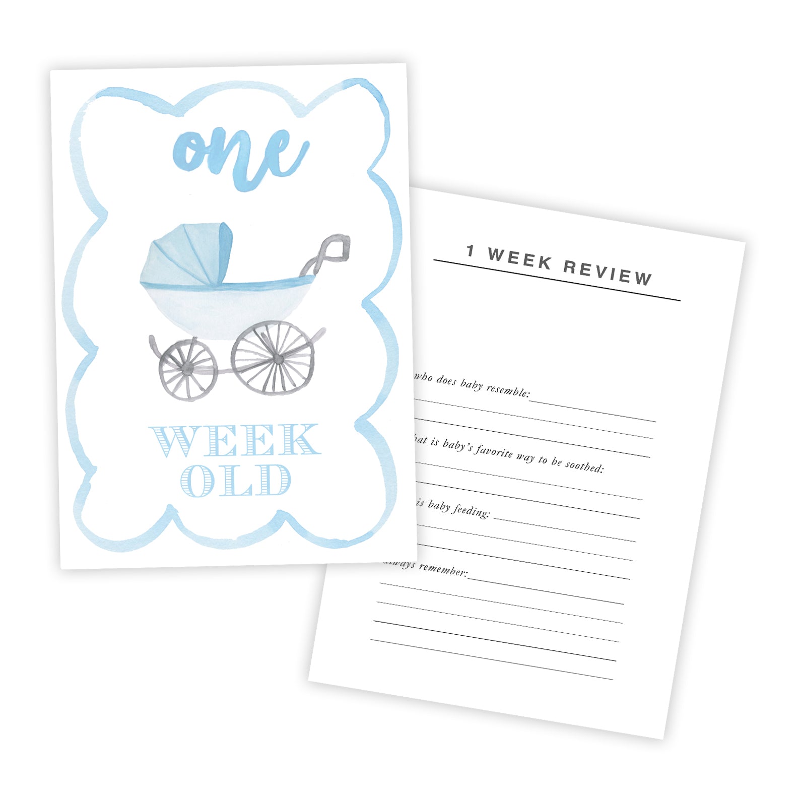 Boys Watercolor Scallop Milestone Cards