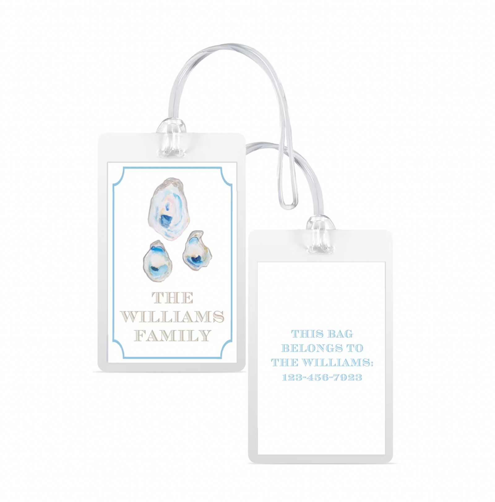 Watercolor Oyster Laminated Bag Tag