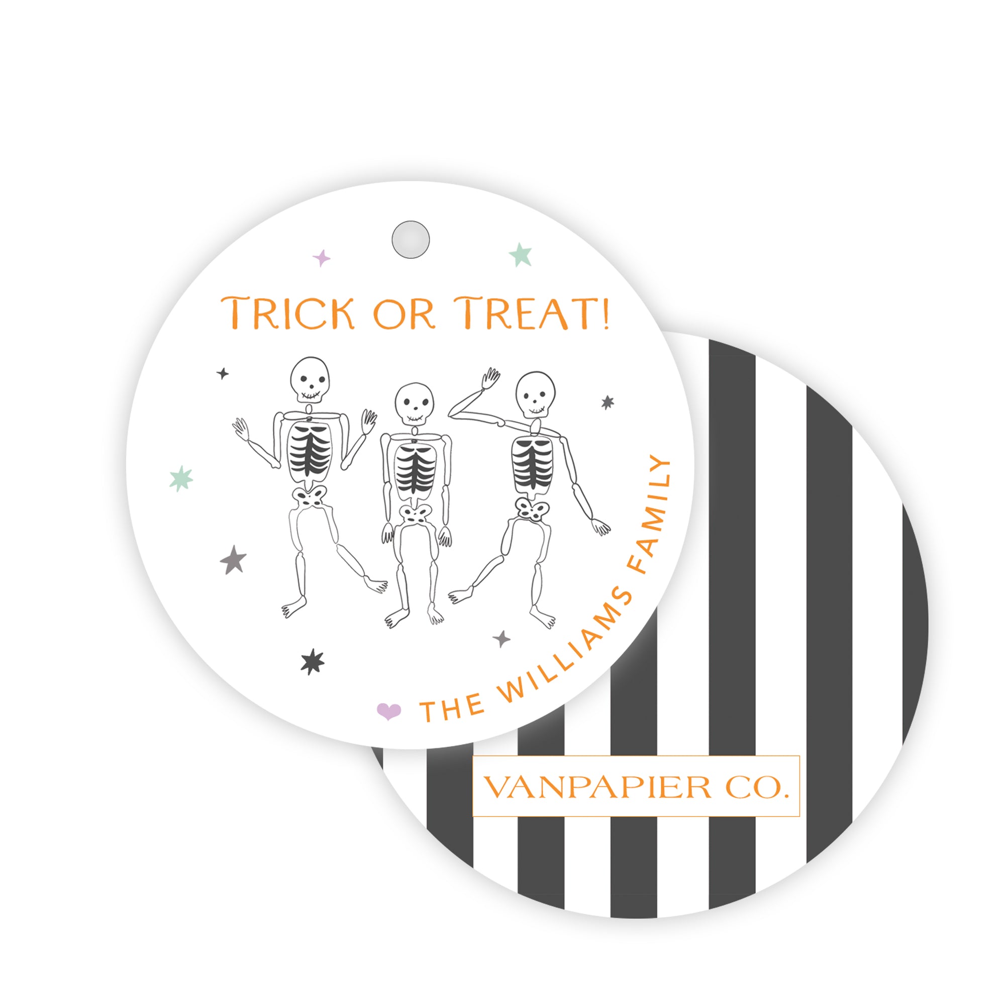 Skeleton Round Halloween Tag