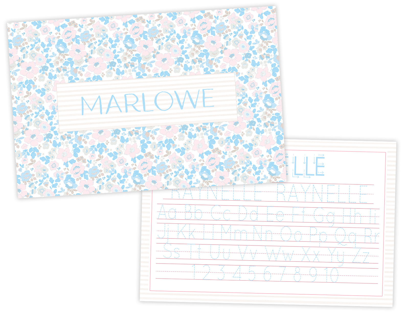 Laminated Floral Name Tracing Placemat