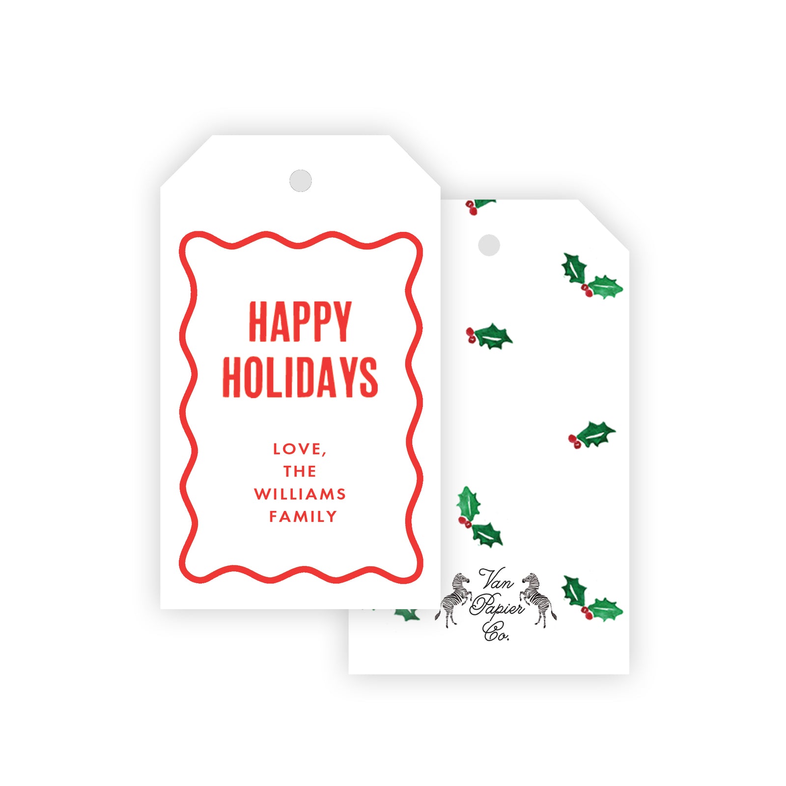 Wavy Happy Holidays Gift Tag