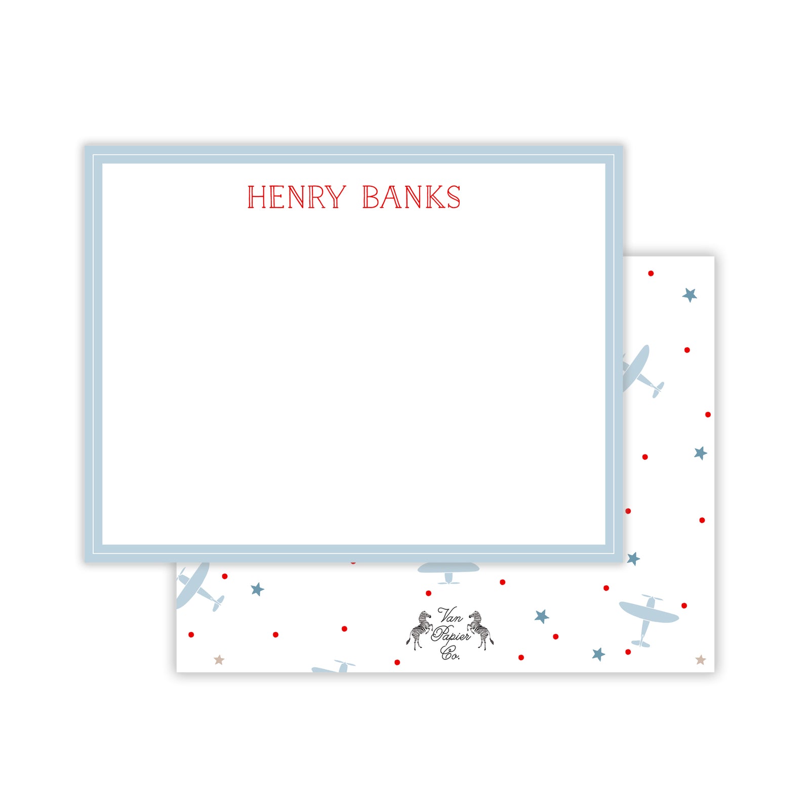 Solid Border Airplane Dot Stationery