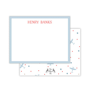 Solid Border Airplane Dot Stationery